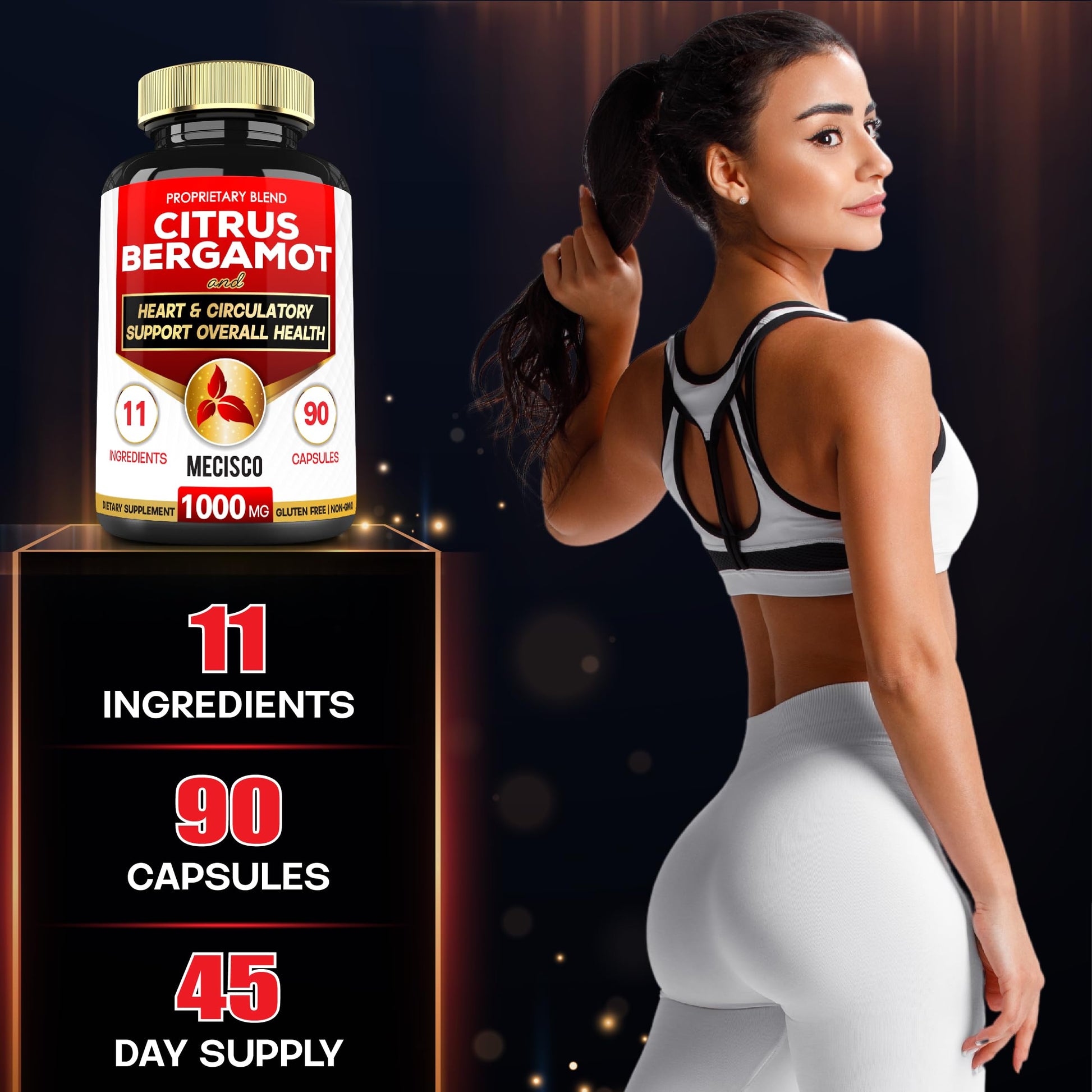 Mecisco 11 in 1 Citrus Bergamot Supplement 1000mg with Black Chokeberry, Berberine HCl & More - 90 Capsules - Supports Heart Health, Immune System, Energy Production Mecisco Au supplements