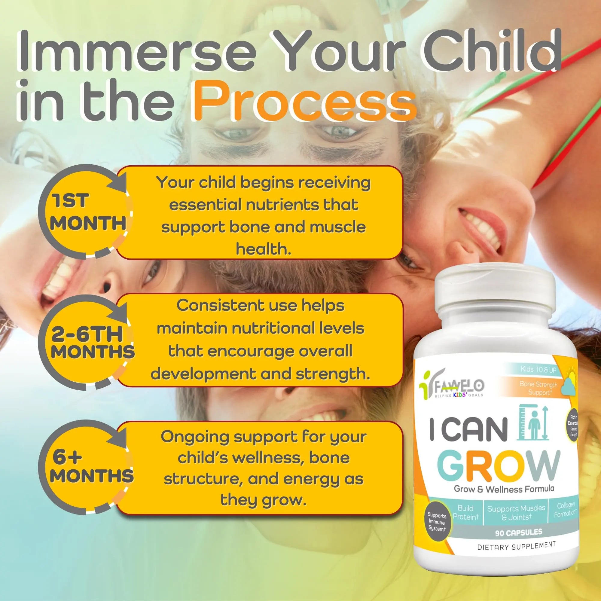 I Can Grow (3 Pack) Height Boosters for Kids 10+, Teen Vitamins for tru Height - Natural Growth Supplement for Optimal Development - Supports Bone Strength and Immune Health with Colostrum Fawelo Au supplements