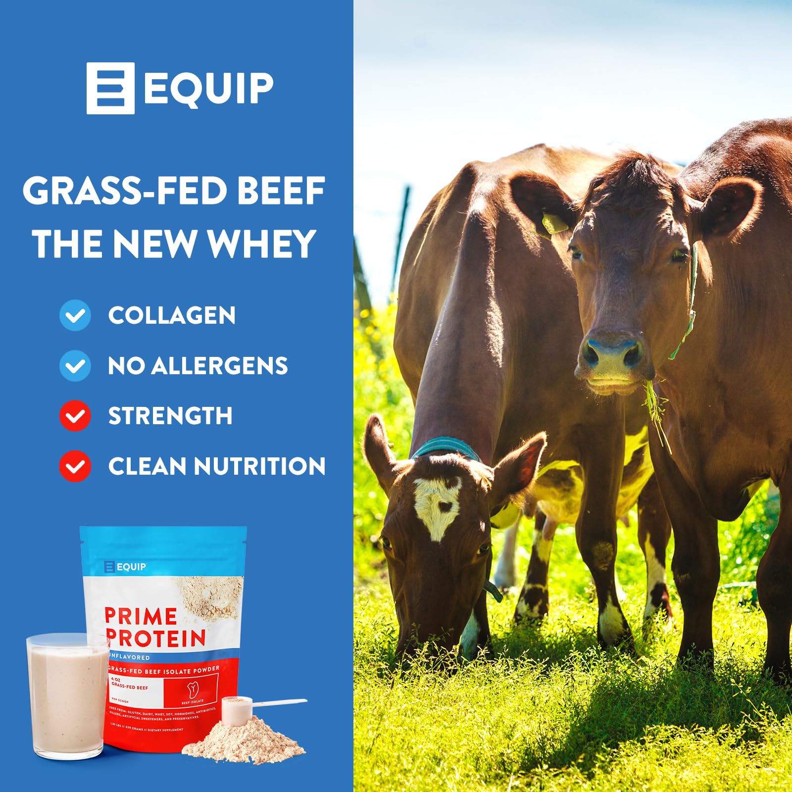 Equip Foods Prime Protein - Grass Fed Beef Protein Powder Isolate - Paleo and Keto Friendl Equip Au supplements
