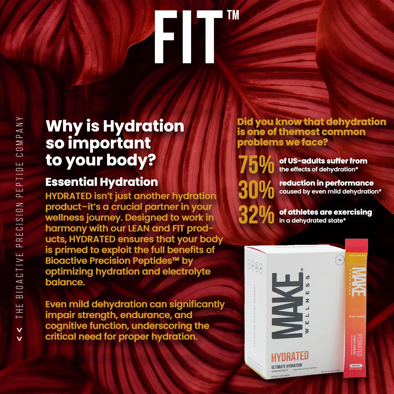 Make Wellness HYDRATED | 30 Servings | Grapefruit Flavor | Supports Hydration & Electrolyte Balance | Bioactive Peptide Blend for Daily Overall Wellness Make Wellness Au supplements