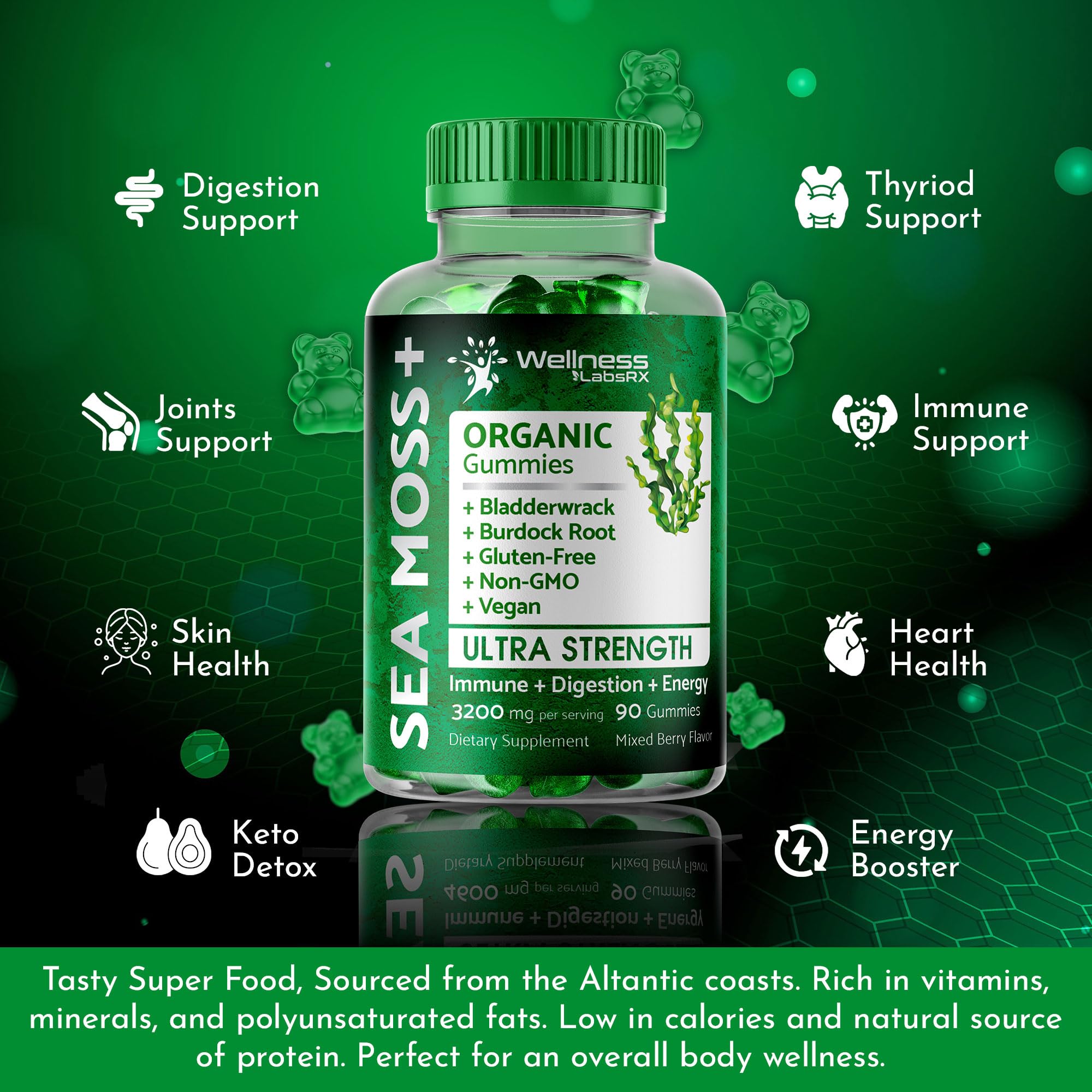 WELLNESS LABSRX Sea Moss Gummies, 3200mg Organic Seamoss, Irish Sea Moss WELLNESS LABSRX Au supplements