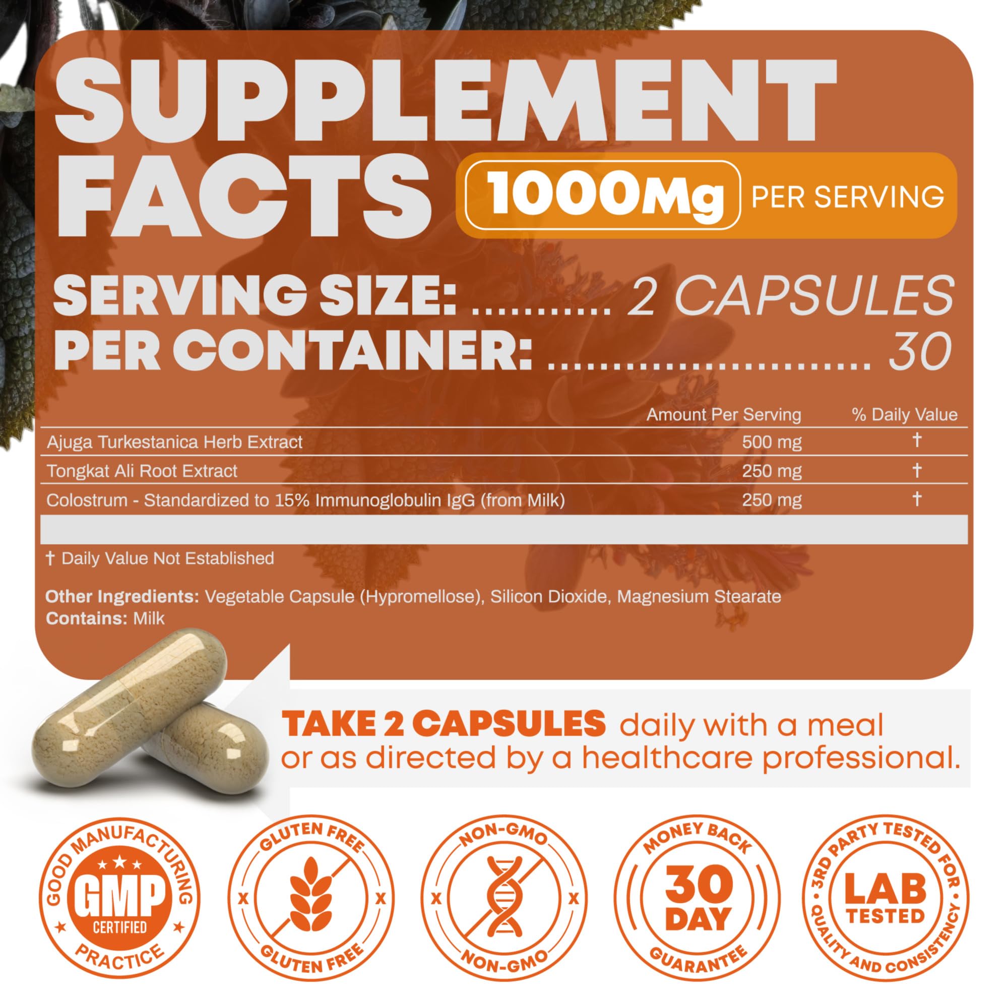 Peak Revival-X Turkesterone & Tongkat Ali 1000mg Supplement - 500mg Ajuga Turkestanica Per Serving Increase Stamina, Lean Muscle Growth & Recovery - Made in The USA (60 Capsules) Peak Revival-X Au supplements