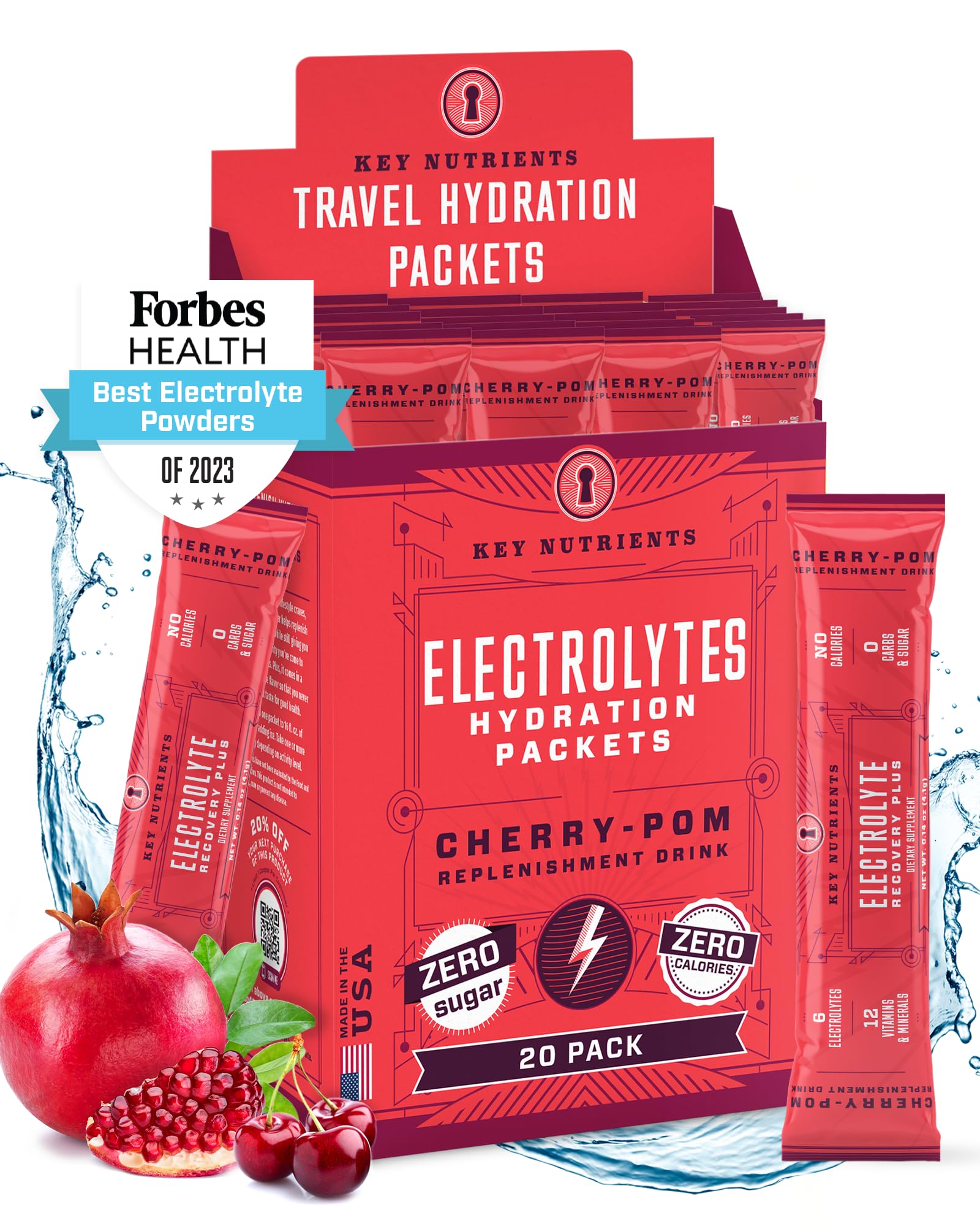 KEY NUTRIENTS Multivitamin Electrolytes Powder Packets - Sweet Cherry-Pom 20 Pack KEY NUTRIENTS Au supplements