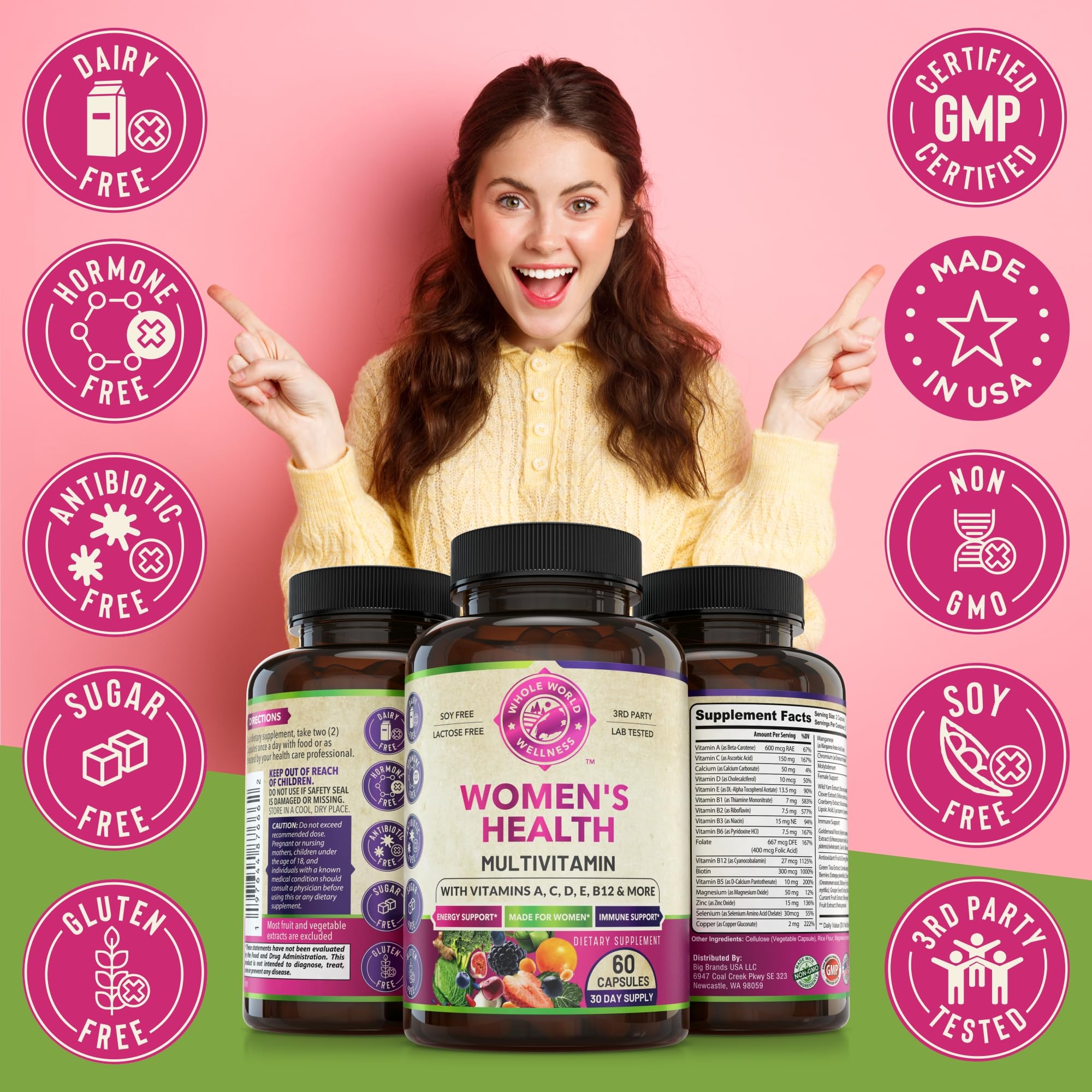 Womens Daily Multivitamins & Multimineral Supplement for Energy, Mood, Focus, Hair WHOLE WORLD WELLNESS Au supplements