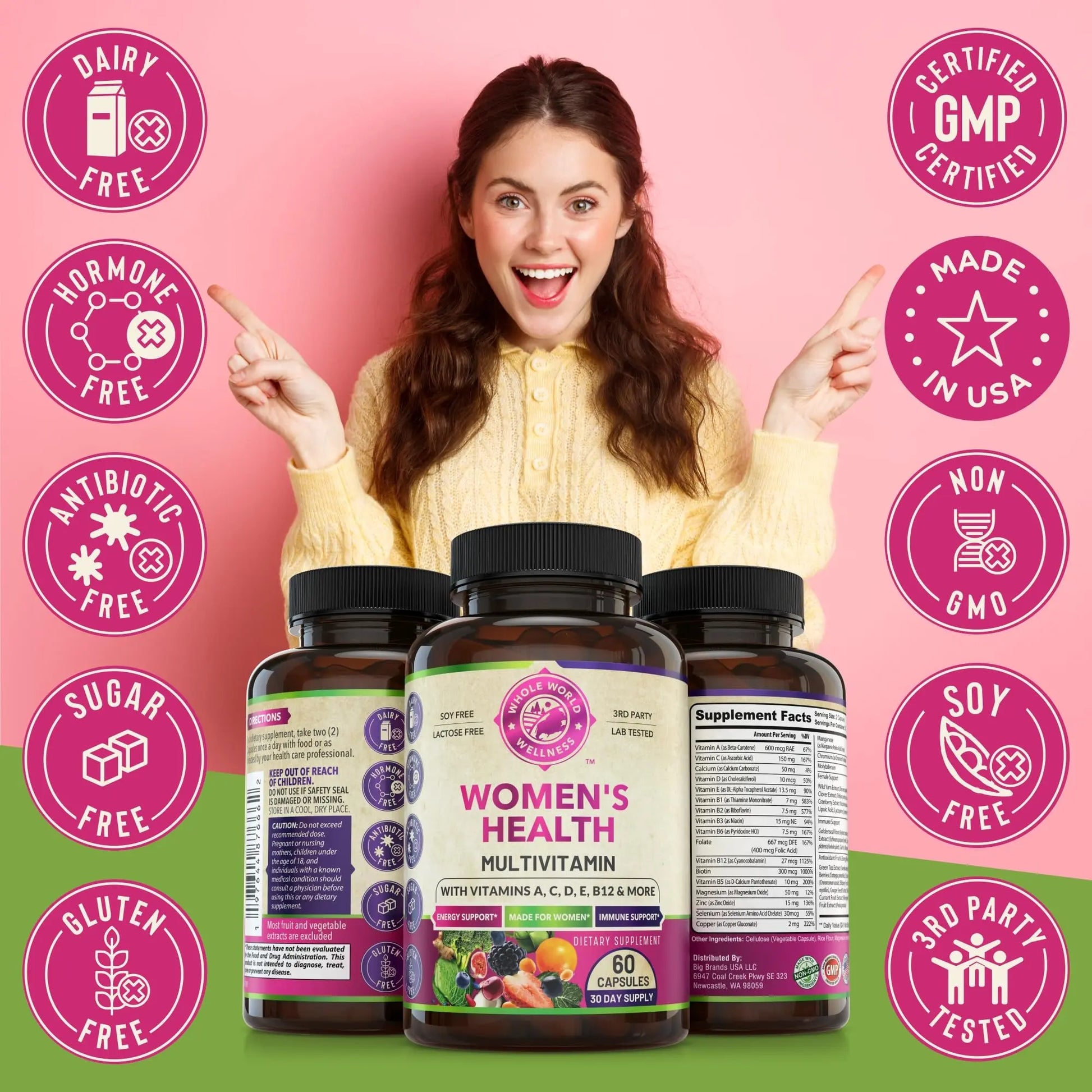 Womens Daily Multivitamins & Mens Daily Multivitamins Bundle (One Bottle Each) - Supports Holistic Wellness, Including Energy & Focus. Multivitamin & Multimineral Blend. Made in The USA. WHOLE WORLD WELLNESS Au supplements