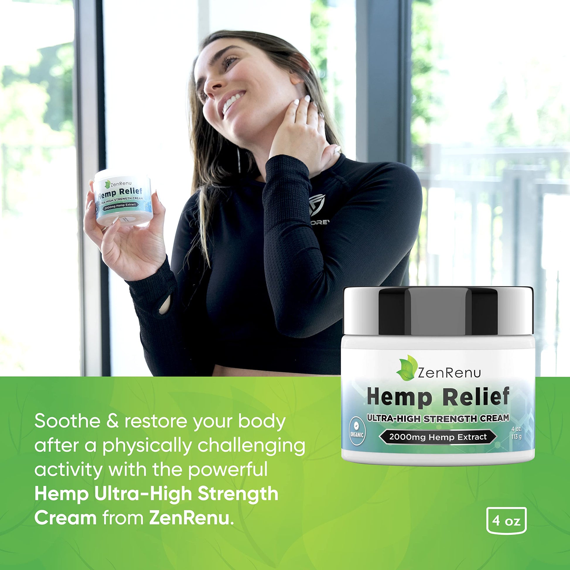 Hemp Cream Maximum Strength - Menthol Rub with Hemp Oil, Arnica, Lavender, Aloe Vera, Kava Kava, & Camphor - Natural Hemp Muscle Rub Cream for Skin, Muscles & Joints - ZenRenu, 4 oz Zenrenu Au supplements