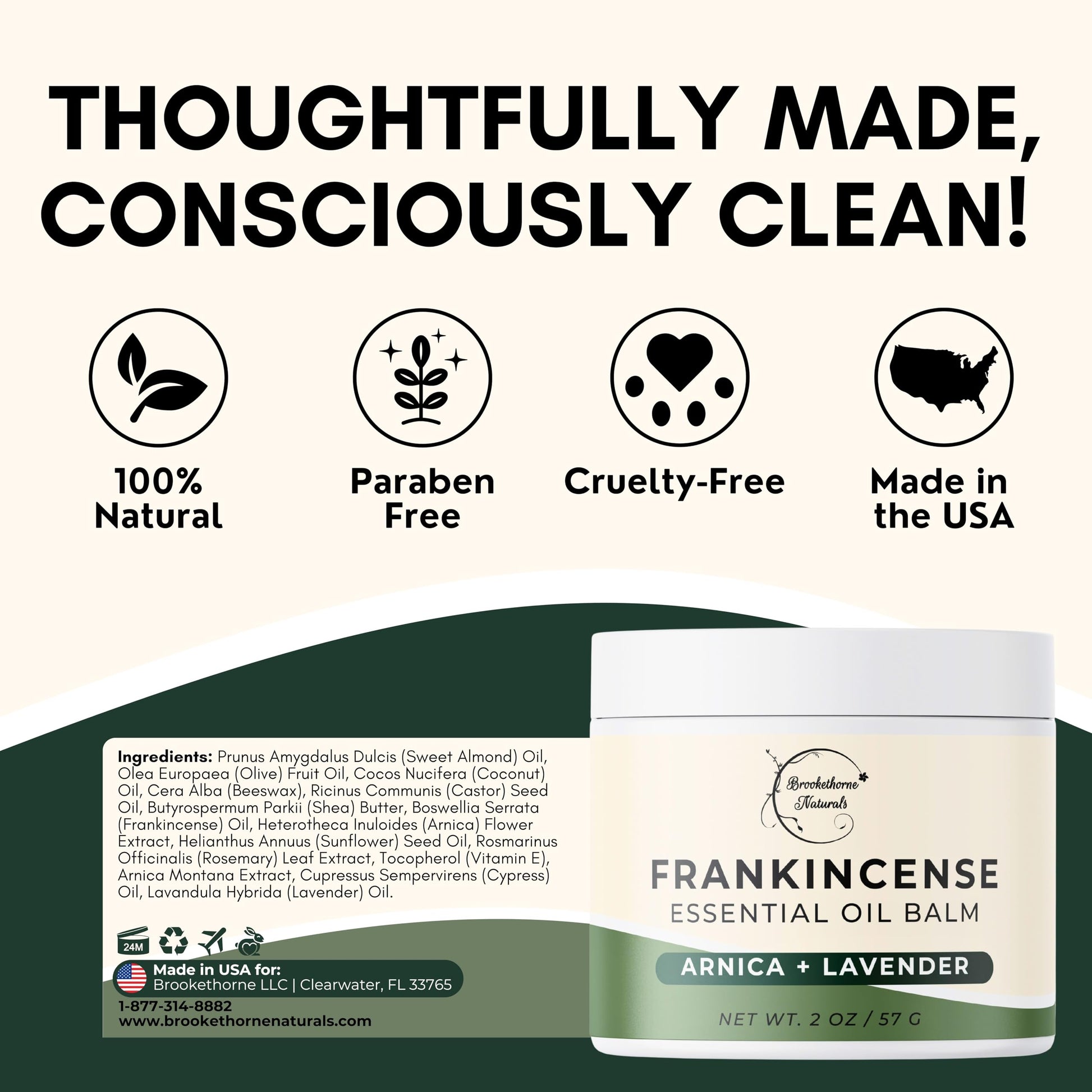 Brookethorne Naturals Frankincense Balm | Frankincense Essential Oil Balm for Skin Hydration | Soothing Muscle & Joint Support | Boswellia Extract, Arnica Montana, Castor Oil & Lavender 2oz Brookethorne Naturals Au supplements