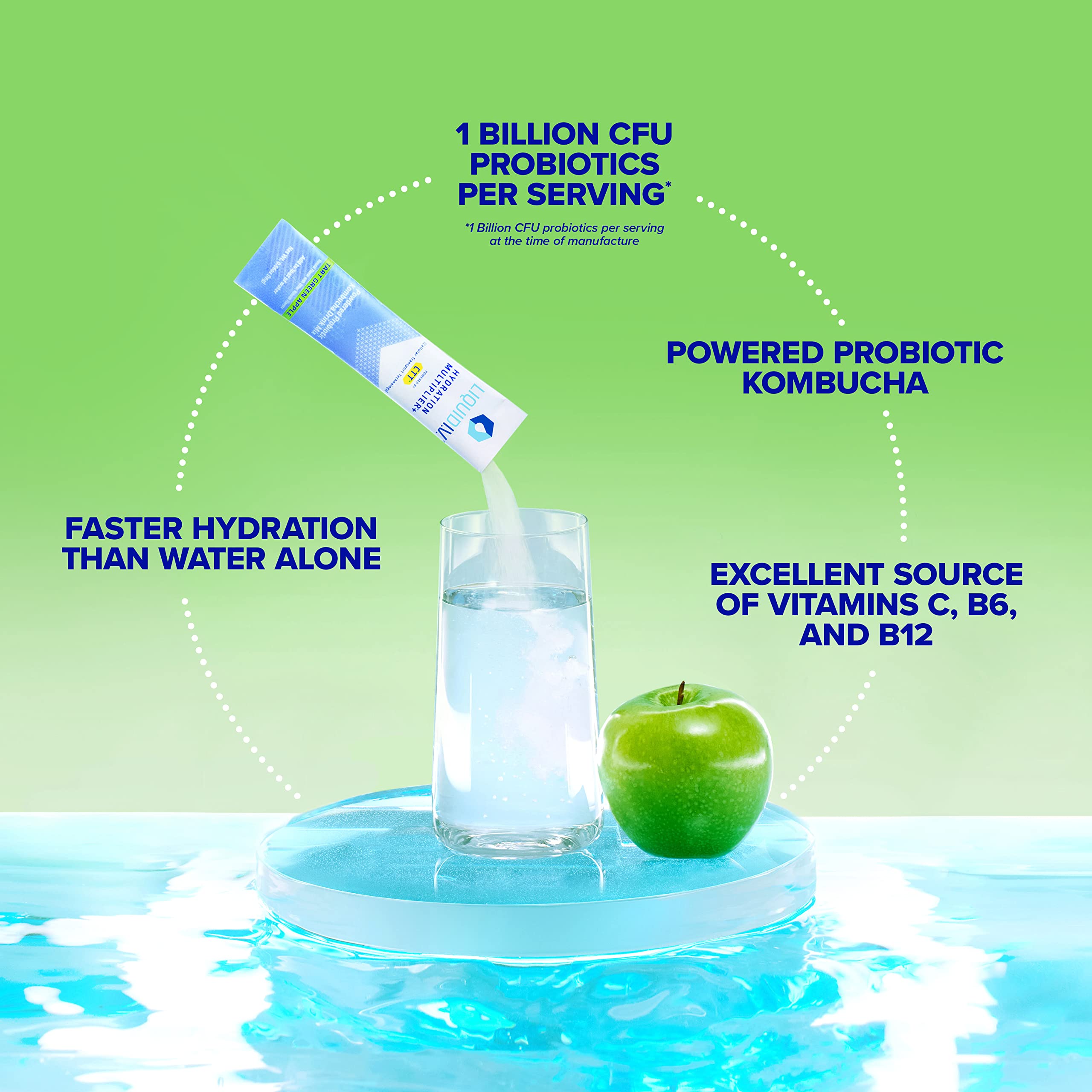 Liquid I.V. Hydration Multiplier + Probiotic Kombucha - Tart Green Apple - Hydration Powder Liquid I.V. Au supplements