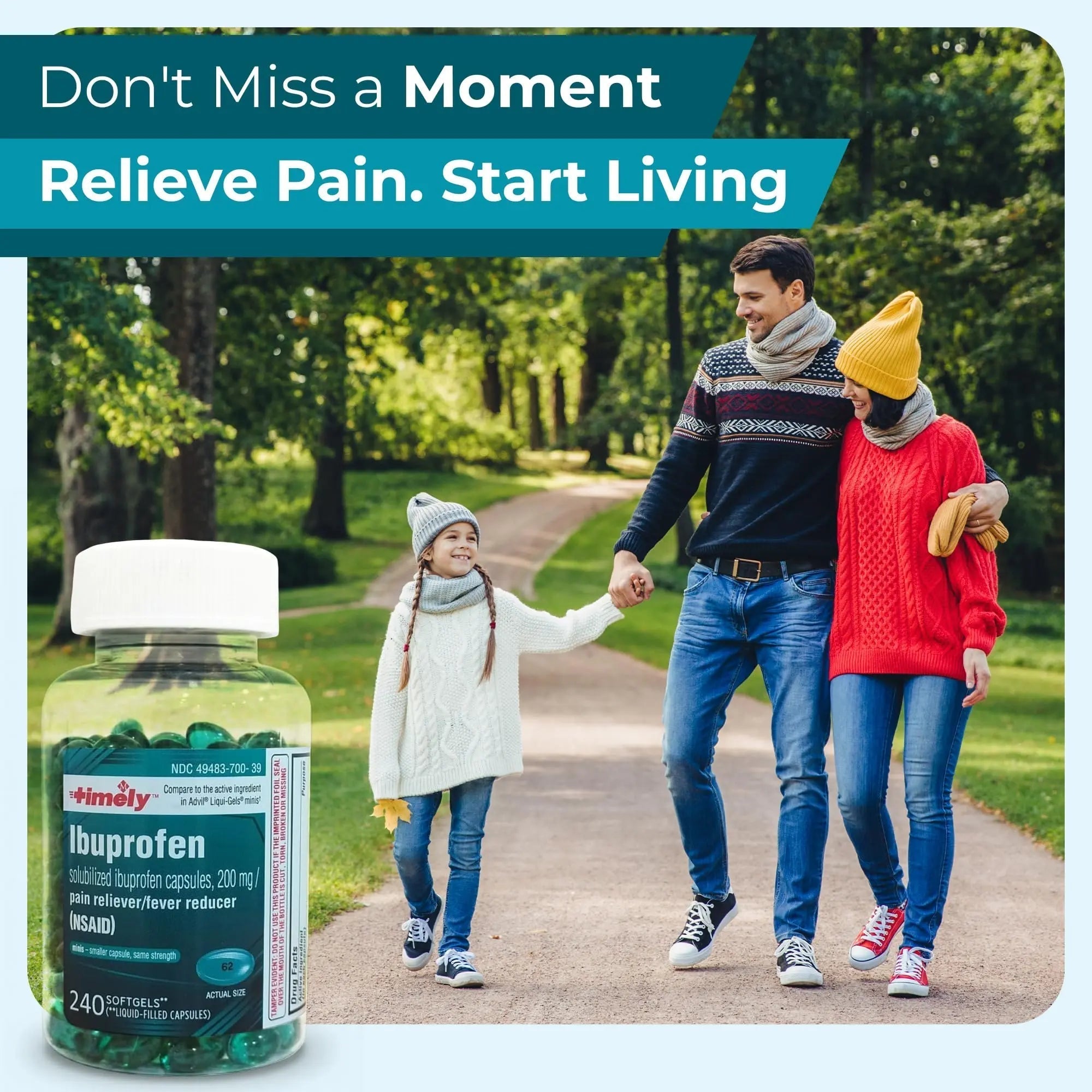TIME-CAP LABS, INC. Timely Ibuprofen 200mg - 240 Liquid Mini Softgels - Headache Relief, Menstrual Pain, Tooth Ache Muscular Aches & Arthritis Pain TIME-CAP LABS, INC. Au supplements