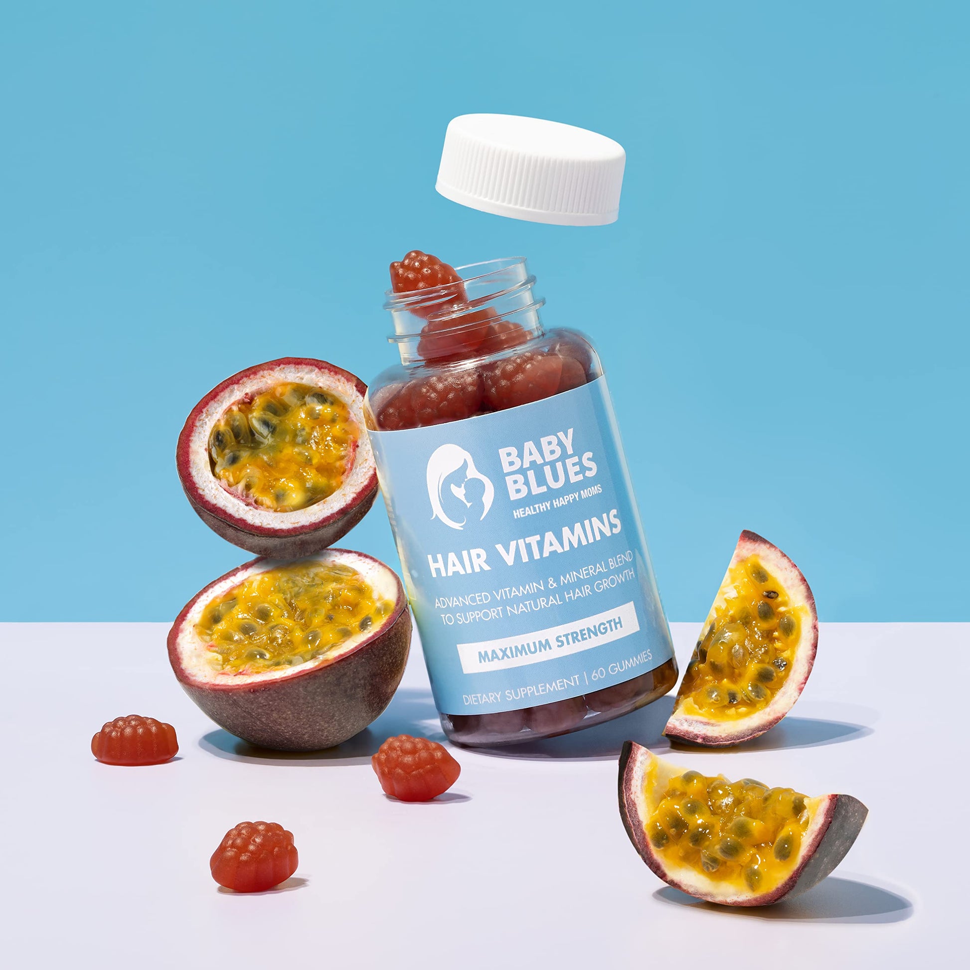 Baby Blues Postpartum Hair Loss Vitamins - Passion Fruit Gummies with Biotin, Collagen Baby Blues Au supplements