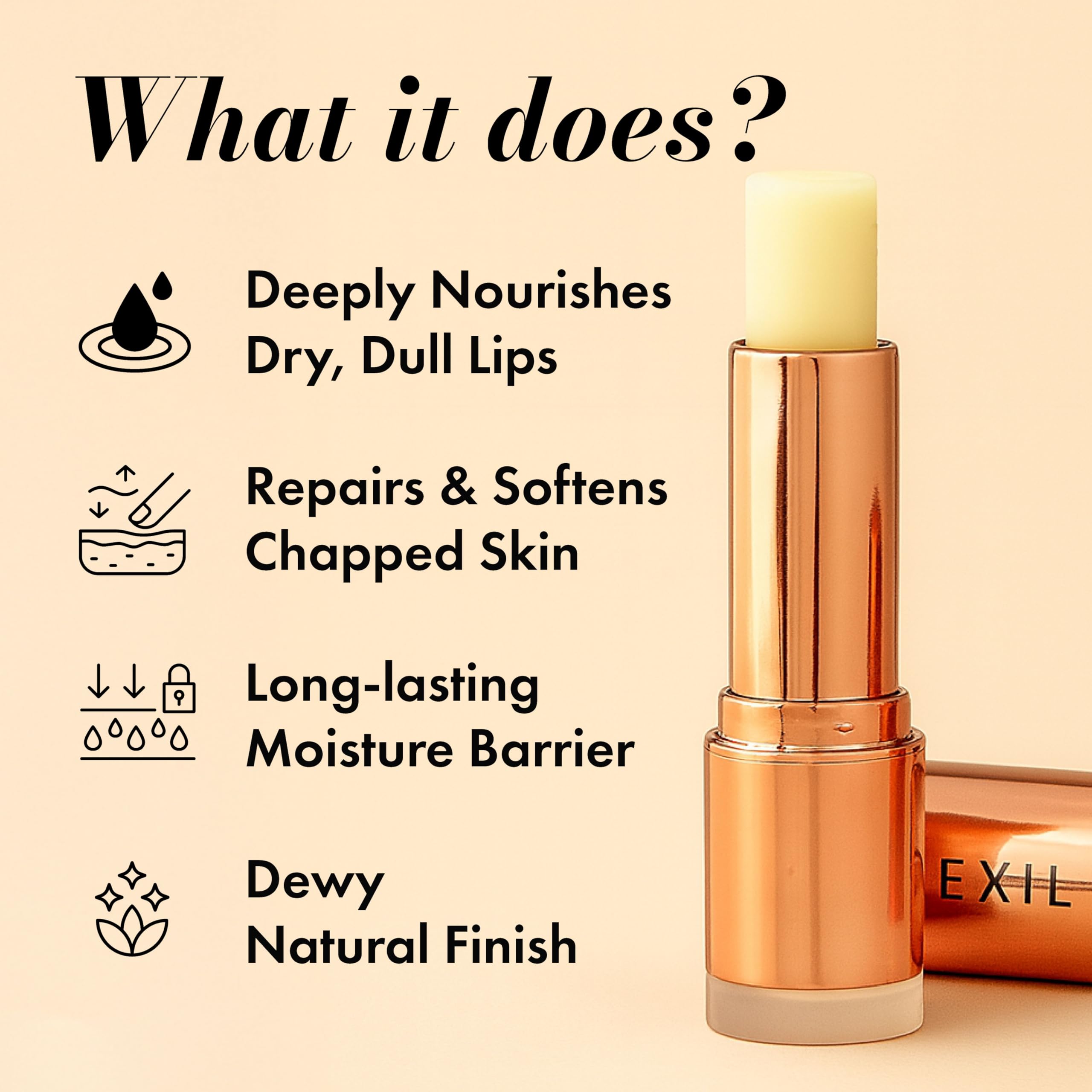 Clinexil Lip Balm – Hydrating Lip Repair with Cold-Pressed Oils, 10% Squalane, Vitamin E & Ceramides – Moisturizing Lip Butter for Dry Cracked Lips – Clean, Non-Toxic Lips Care for Women – 004 NT Clinexil Au supplements