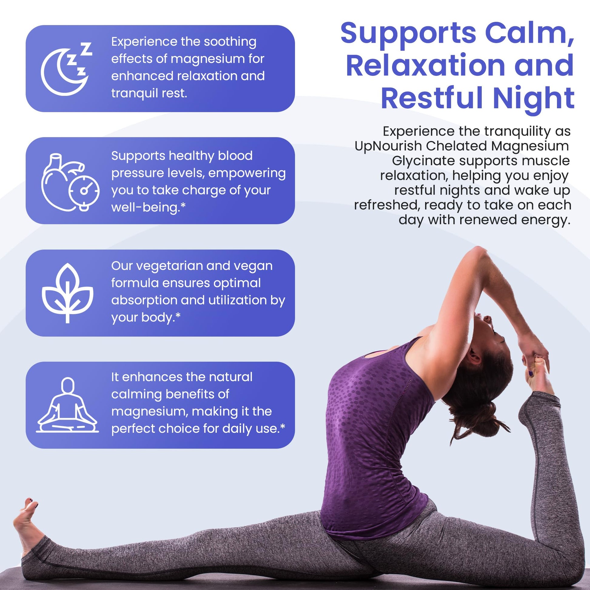 UpNourish Magnesium Glycinate Chelate 500mg Capsules - Highly Absorbable Chelated Magnesium - Pure Magnesium Supplement for Sleep & Calm Support, Nervous, Muscle & Bone Health UpNourish Au supplements