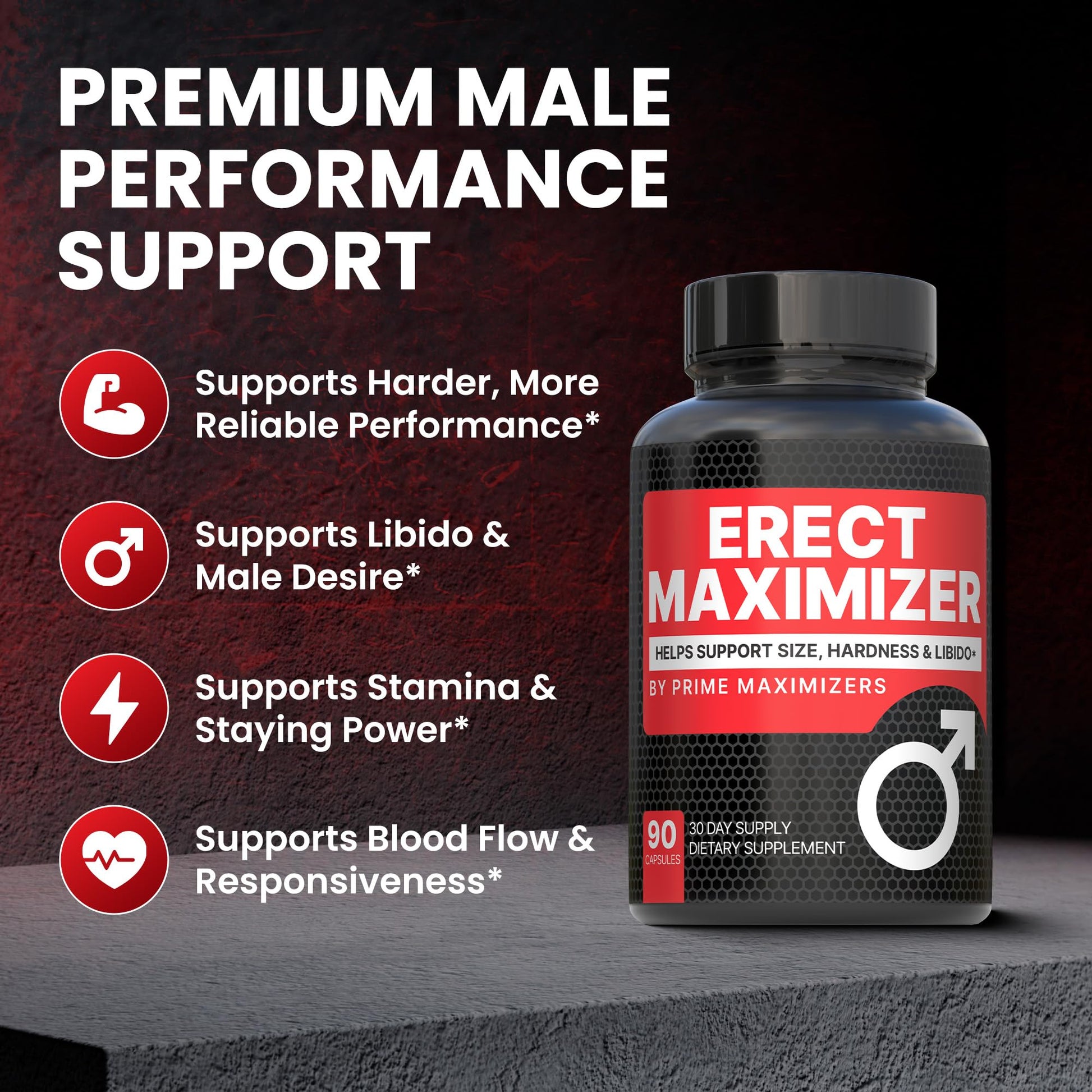 Premium Male Enhancement | Rapid Acting Blood Flow Support | Bigger, Rock Hard, Longer | 9 in 1 Intimacy Complex to Restore Confidence, California Manufactured, 3rd Party Tested – 90 Caps PRIME MAXIMIZERS Au supplements