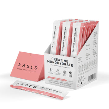 Kaged Creatine Monohydrate + Max Absorption Technology | Micronized Powder Stick Packs | Strawberry Lemonade | Muscle Building & Recovery | Brain Health | Supplements for Men & Women | 25 Servings Kaged Au supplements