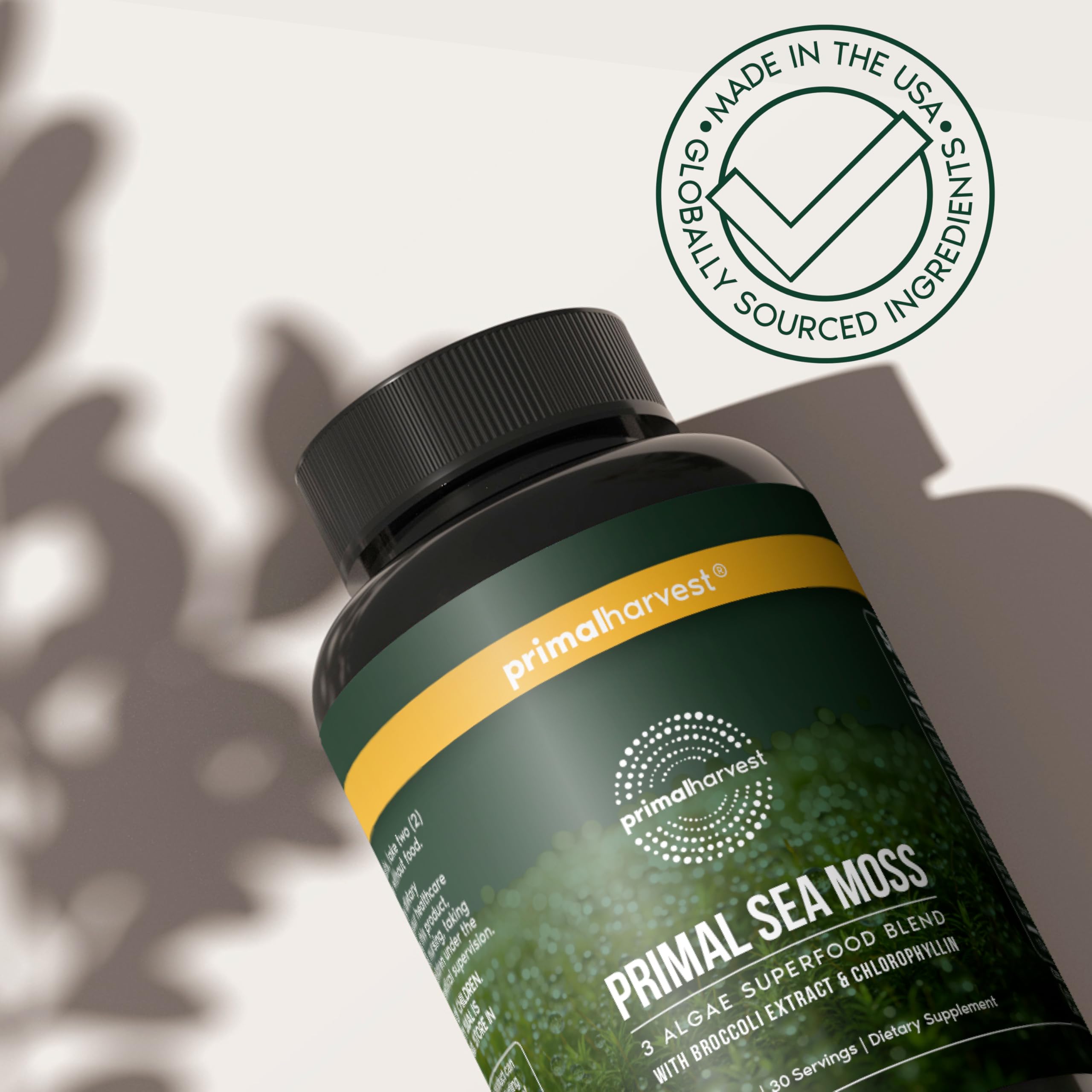 Primal Harvest Sea Moss Capsules with Bladderwack and Irish Sea Moss, Chlorella, Broccoli Seed Extract Plant-Based Supplements for Adults Primal Harvest Au supplements