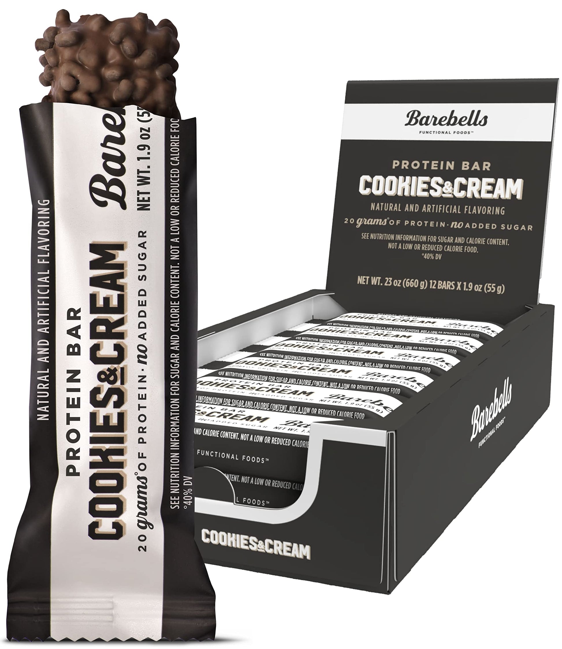 Barebells Protein Bars Cookies & Cream - 12 Count, 1.9oz Bars - Protein Snacks with 20g BAREBELLS Au supplements