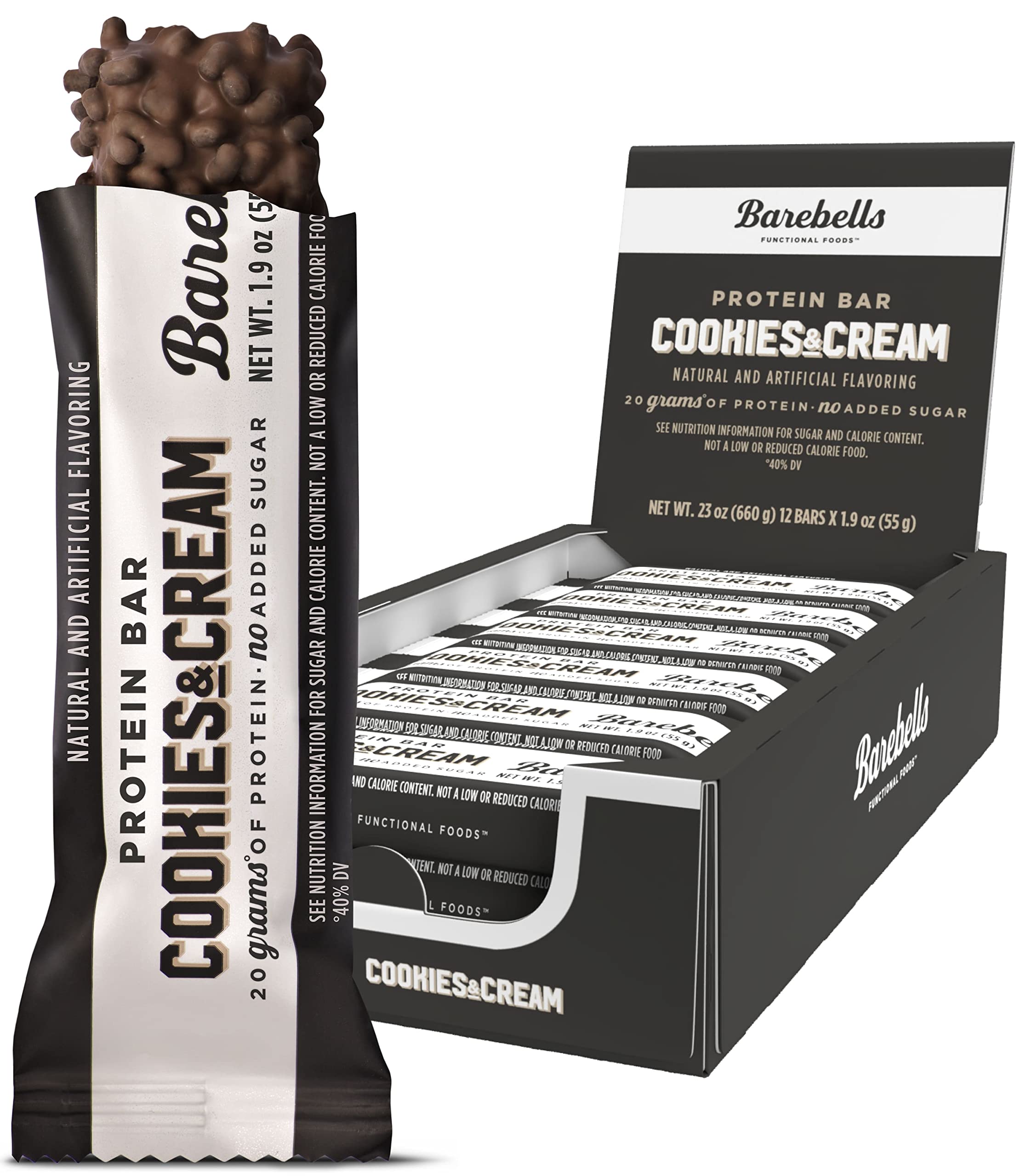 Barebells Protein Bars Cookies & Cream - 12 Count, 1.9oz Bars - Protein Snacks with 20g BAREBELLS Au supplements