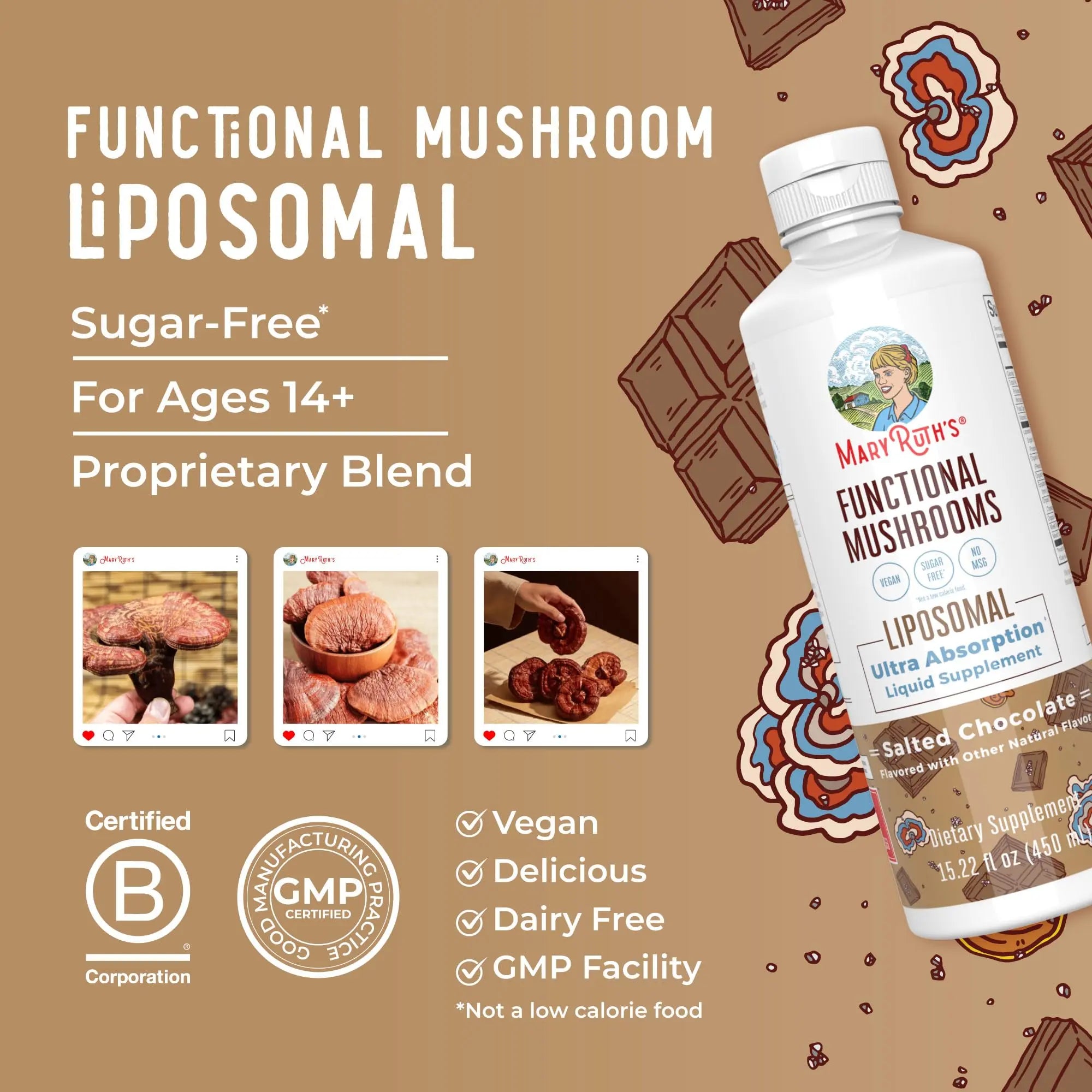 MaryRuth Organics Mushroom, Mushroom Supplement, Mushroom Liquid Vitamin, Reishi Mushroom Supplement for Immune Support, Turkey Tail Vitamin for Stress Relief, Vegan, Non-GMO, Gluten Free, 15.22 Fl Oz MARYRUTH'S Au supplements