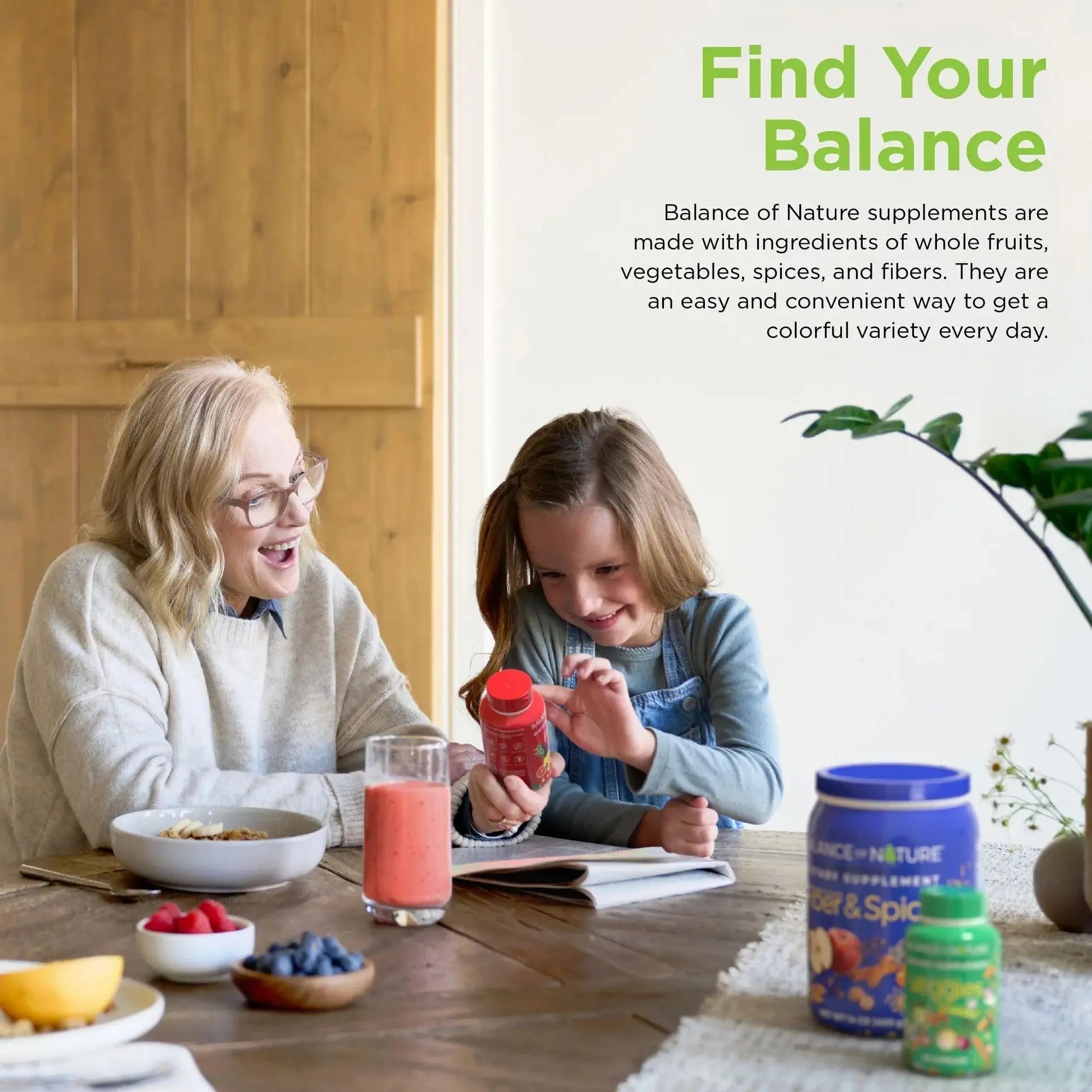 Balance of Nature Fruits & Veggies Supplements - Whole Fruit and Vegetable Ingredients for Women, Men, and Kids - 90 Fruits Capsules, 90 Veggies Capsules - 1 Set Balance of Nature Au supplements
