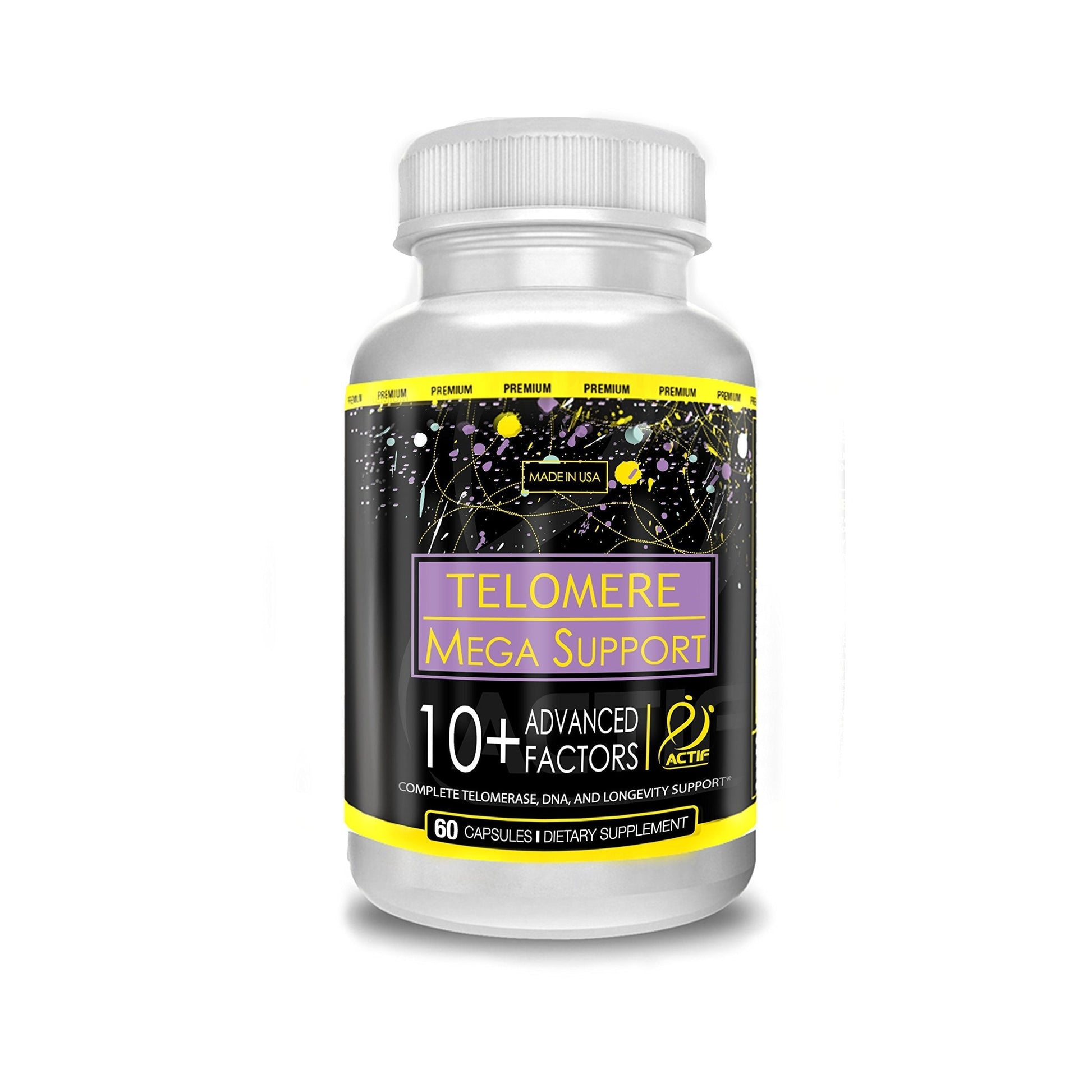 ACTIF Telomere Mega Support with 10+ Factors, Non-GMO, Telomerase and DNA Supplement for Energy, Memory and Anti-Aging, Made in USA, 60 Count ACTIF Au supplements