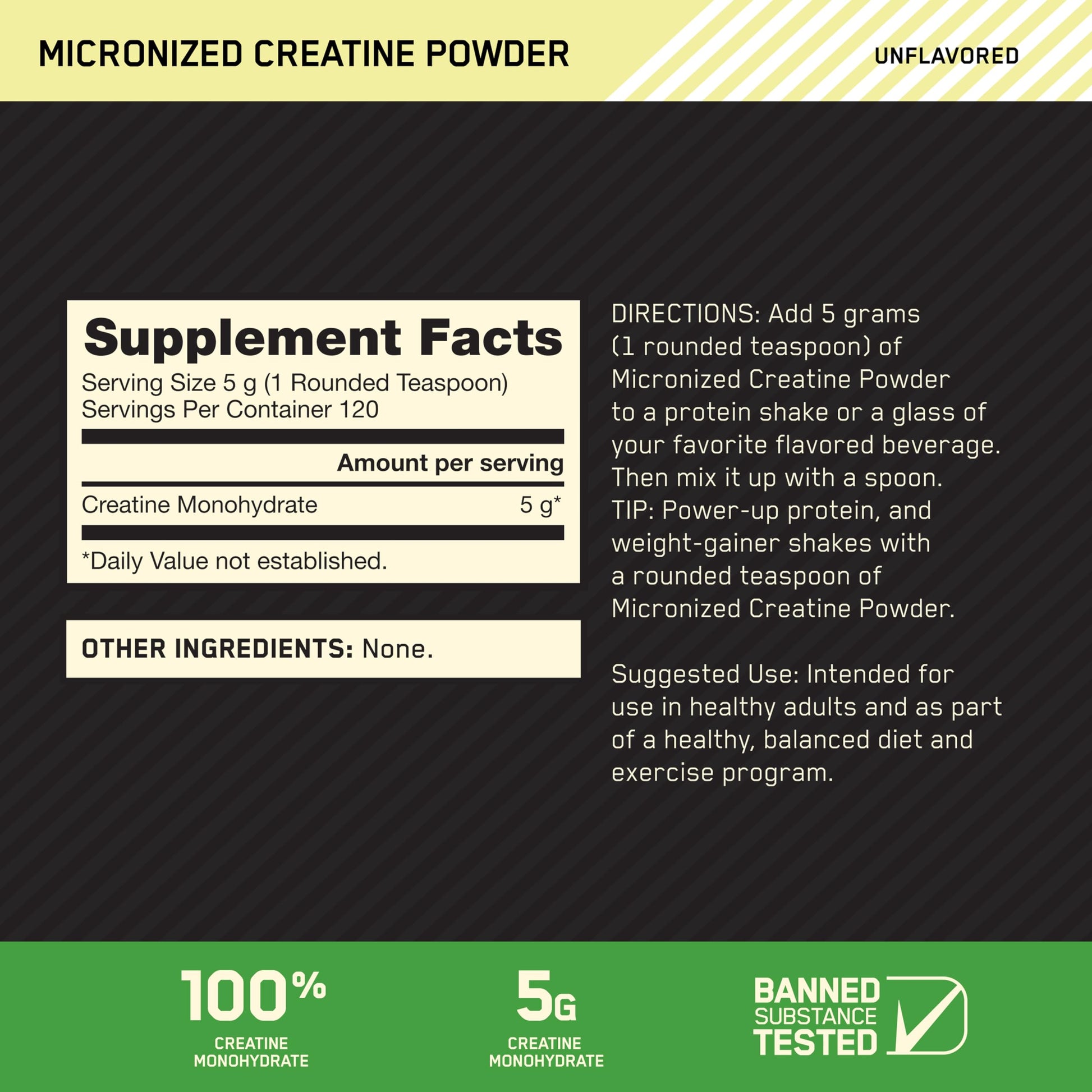 Optimum Nutrition Micronized Creatine Monohydrate Powder, Unflavored, 120 Servings, 600 Grams Optimum Nutrition Au supplements