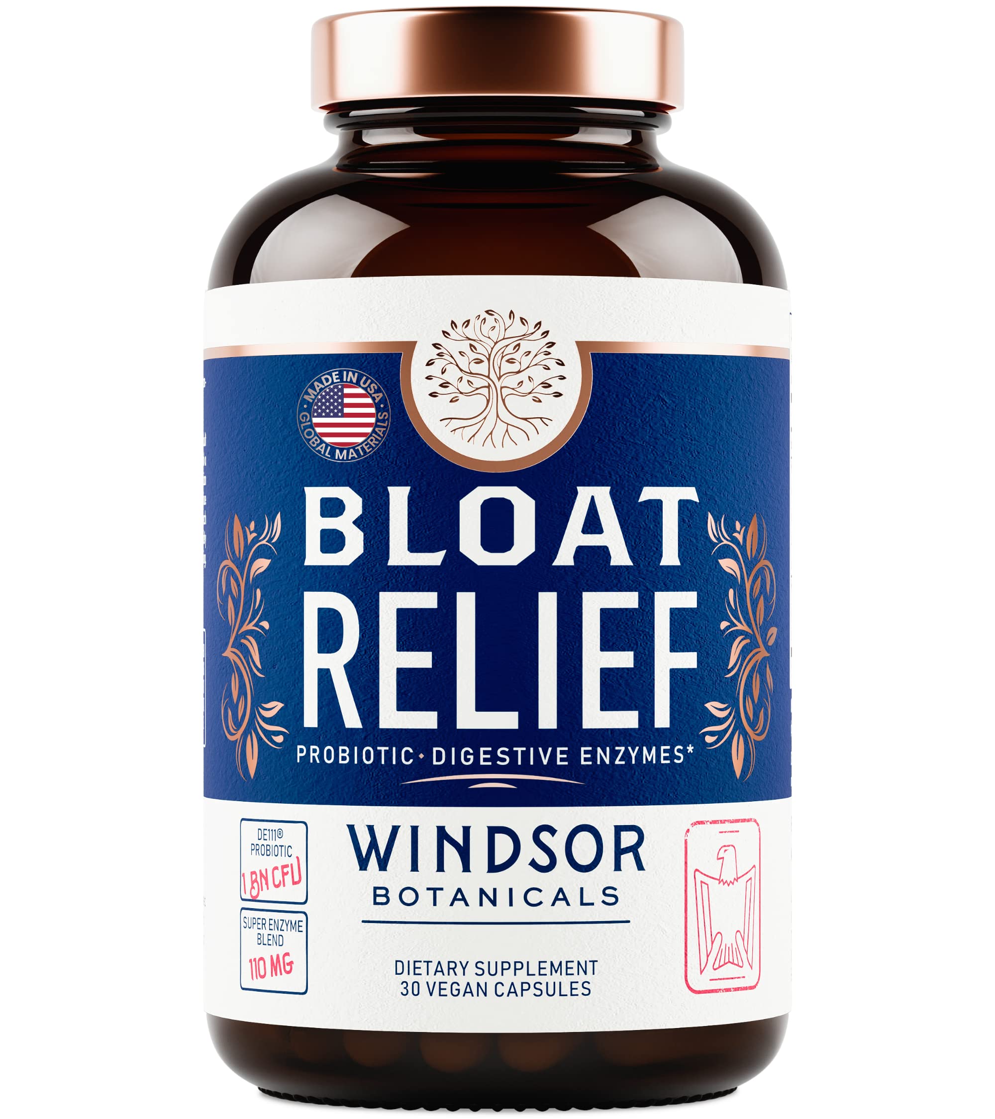 Bloat Relief Probiotic and Digestive Enzymes - Anti Bloating Turmeric, Fennel, Bromelain IBS Supplement - Detox Debloat Capsules Gas - Bloating Relief for Women and Men - 30 Gut Health Pills WINDSOR BOTANICALS Au supplements