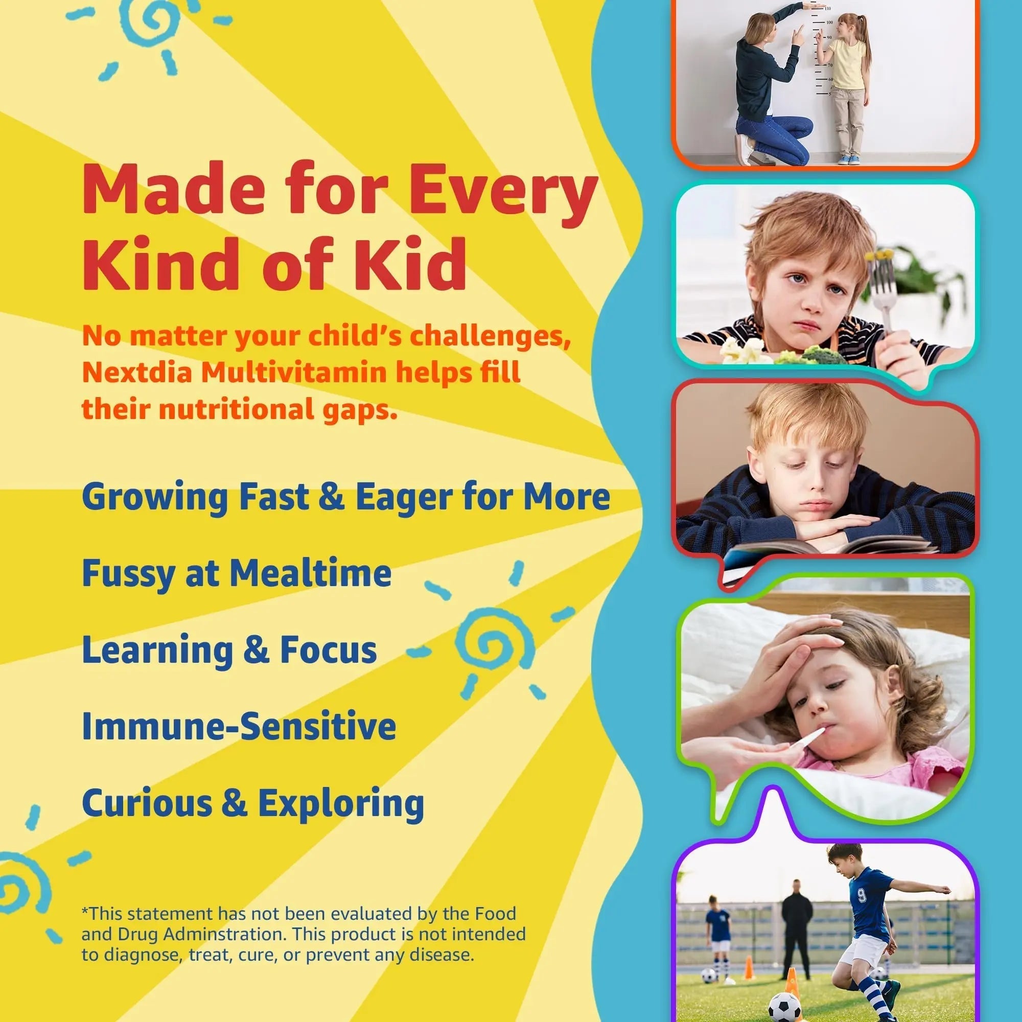 Kids Multivitamin Gummies with Iron, Sugar Free, Kids Daily Vitamins + Probiotics, Algae Omega 3 (EPA/DHA), A, C, D, Methyl B12, Folate, B6, Zinc, Biotin Nextdia Au supplements