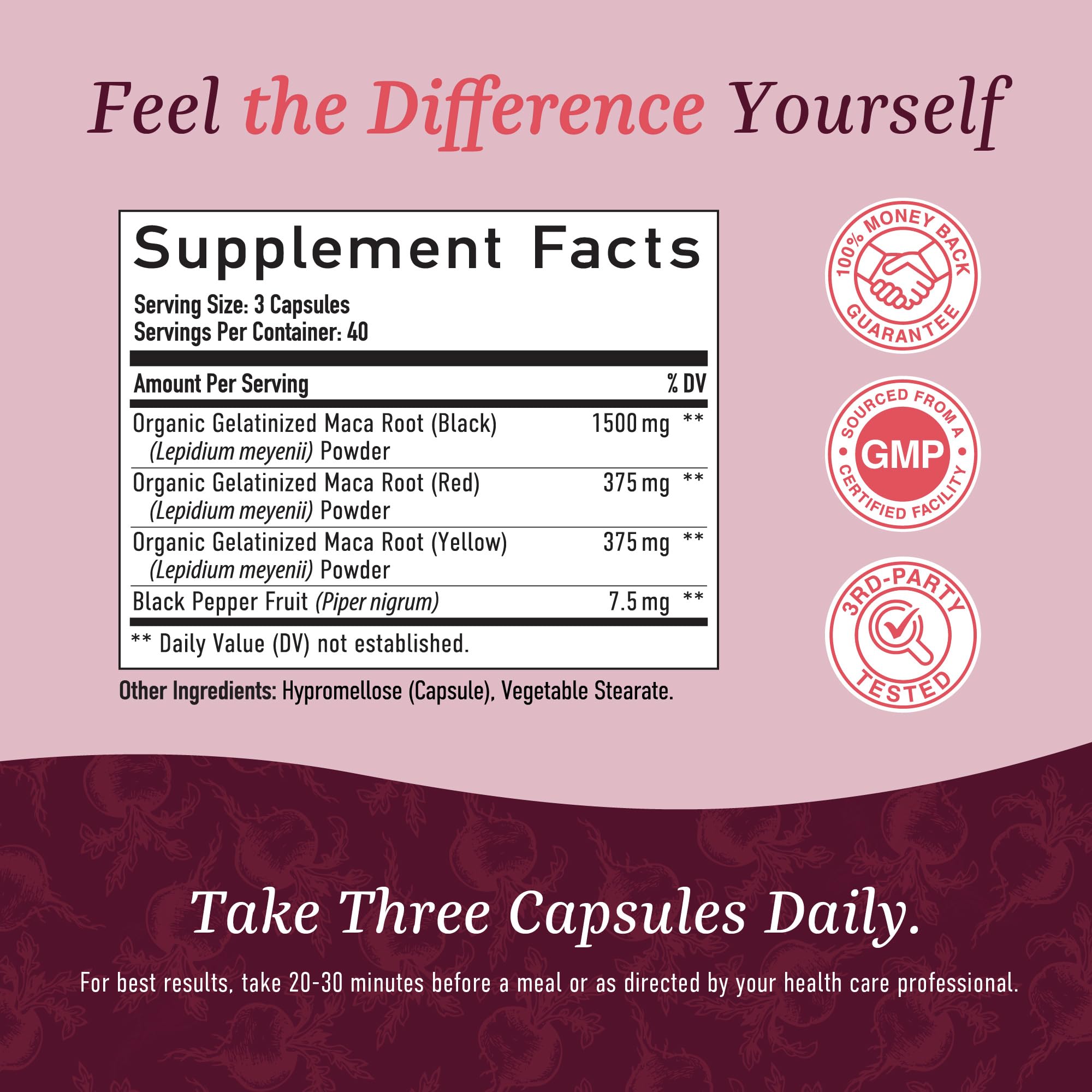 Organic Maca Root Capsules for Women | Peruvian Maca 2250MG Extra Strength | Red, Black & Yellow Root Powder with Black Pepper | Herbal Supplement to Support Energy & Hormone Balance | 120 Ct SMNutrition Au supplements