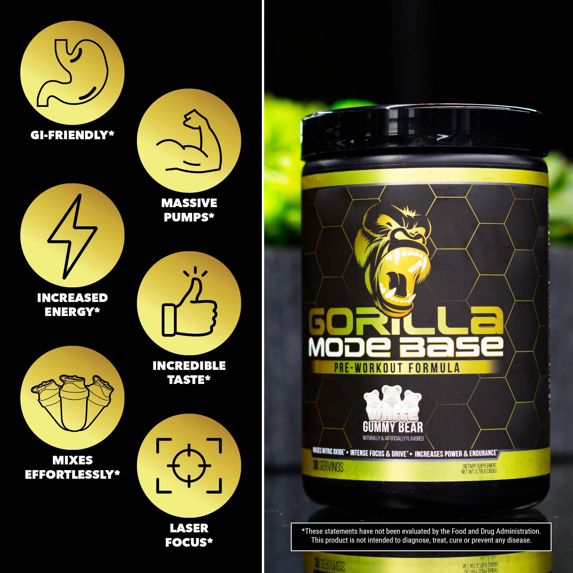 Gorilla Mode Base Pre Workout - Raises Nitric Oxide · Intense Focus & Drive · Endurance Gorilla Mind Au supplements