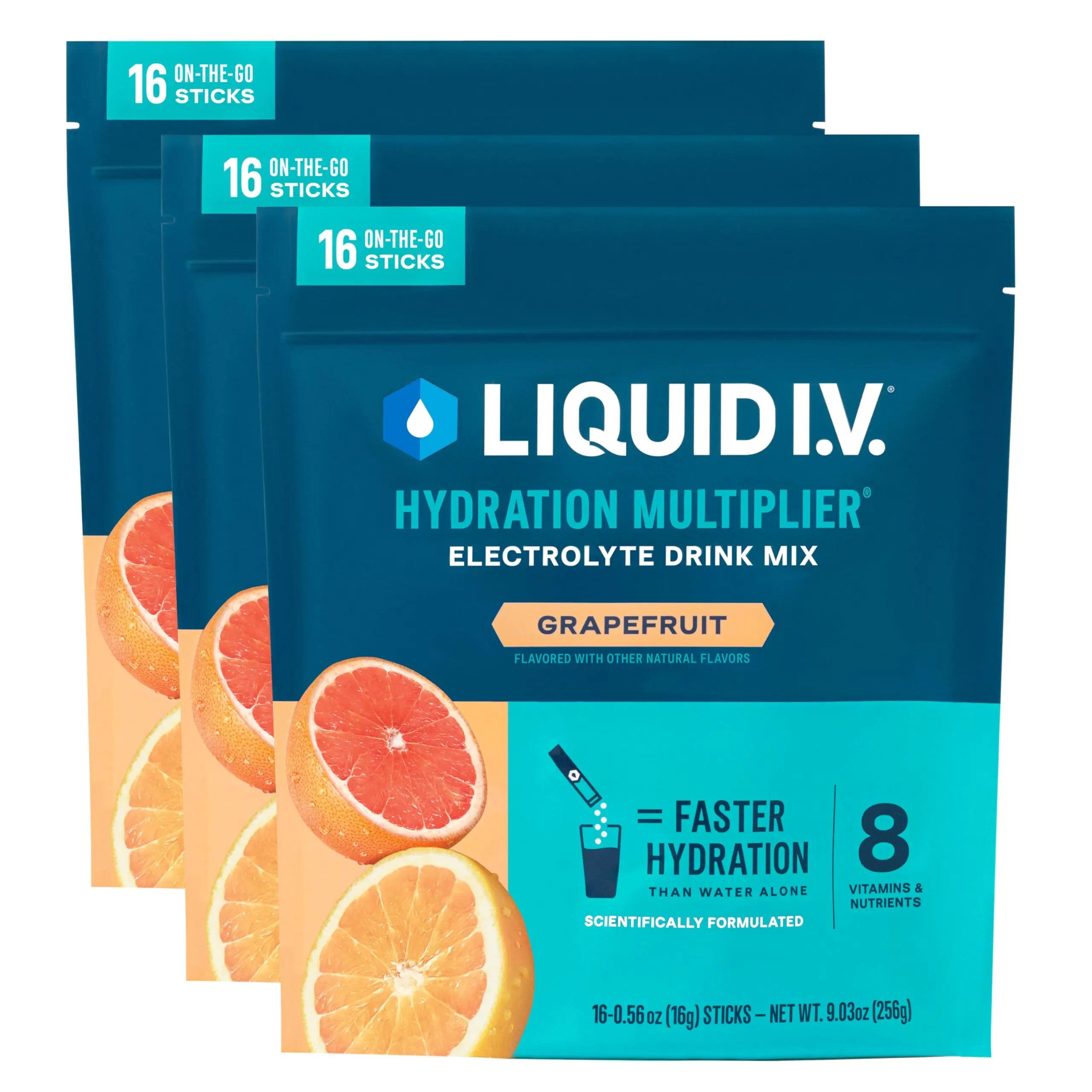 Liquid I.V.® Hydration Multiplier - Grapefruit | Electrolyte Powder Drink Mix | 3 Pack (48 Servings) Liquid I.V. Au supplements