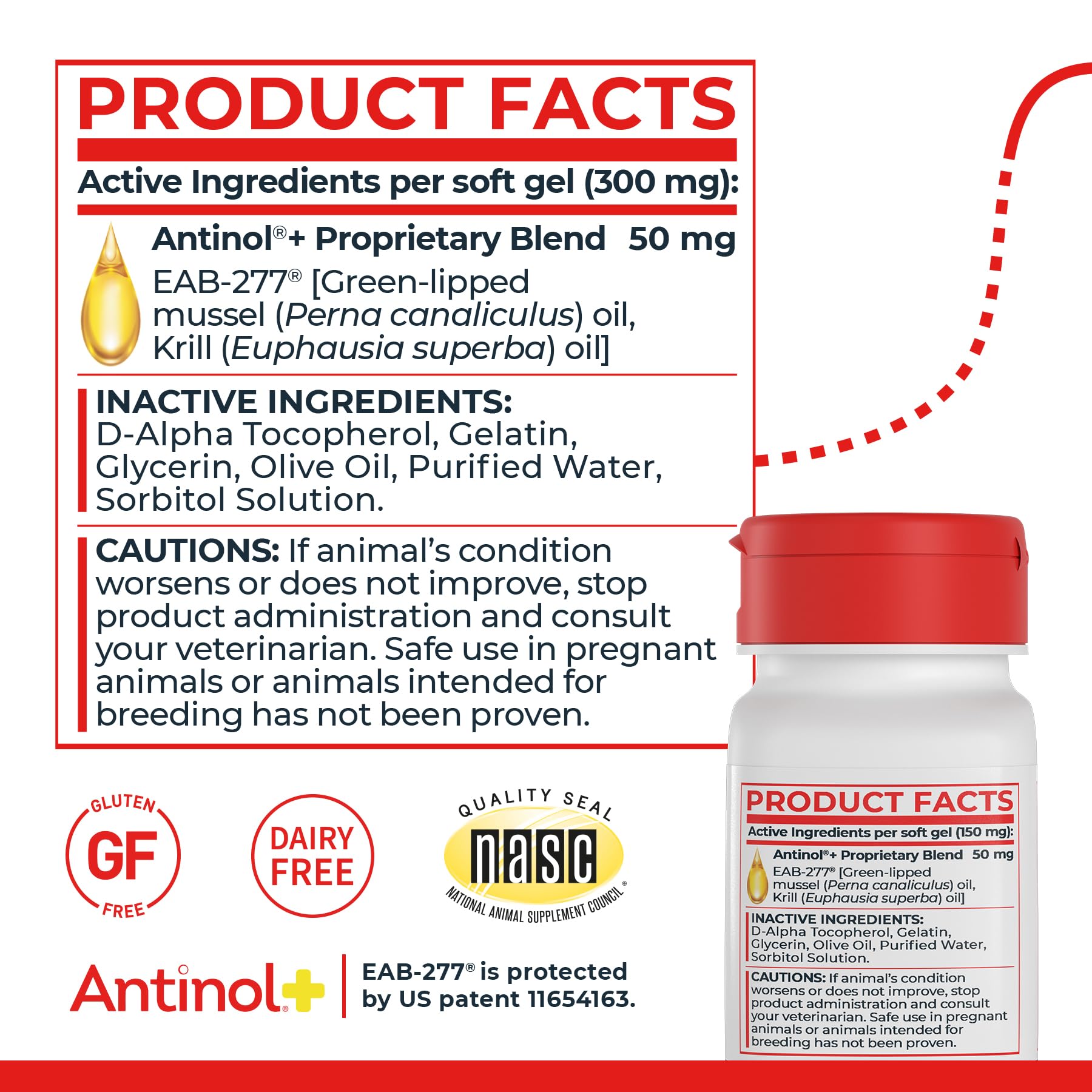 Antinol Plus, Mobility, Hip, and Joint Supplement for Cats, Green-Lipped Mussels and Krill Oil - Cat Joint Supplement, 60 Soft Gels Antinol Au supplements