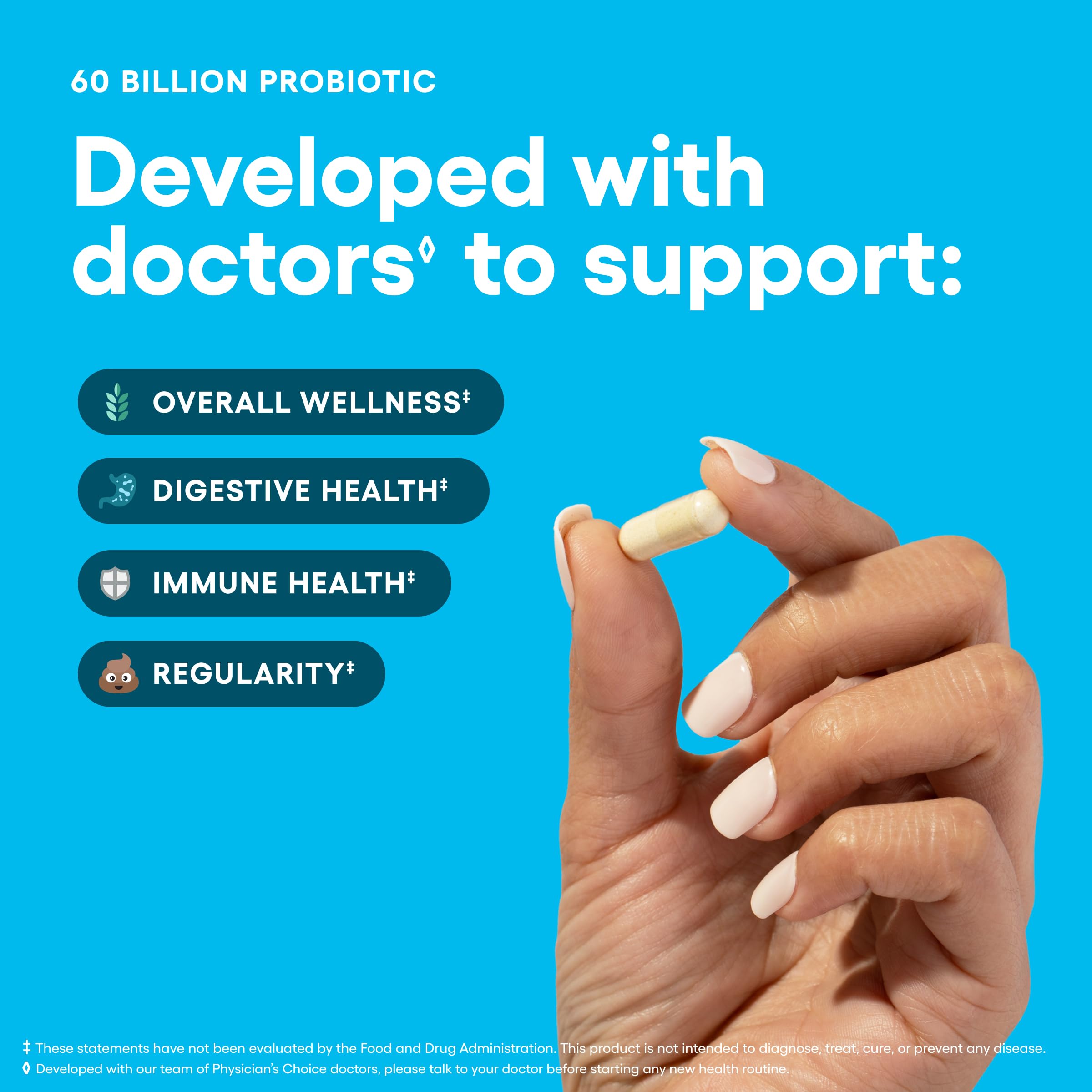 Physician's CHOICE Probiotics 60 Billion CFU - 10 Strains + Organic Prebiotics - Immune, Digestive & Gut Health - Supports Occasional Constipation, Diarrhea, Gas & Bloating - for Women & Men - 30ct Physician's CHOICE Au supplements