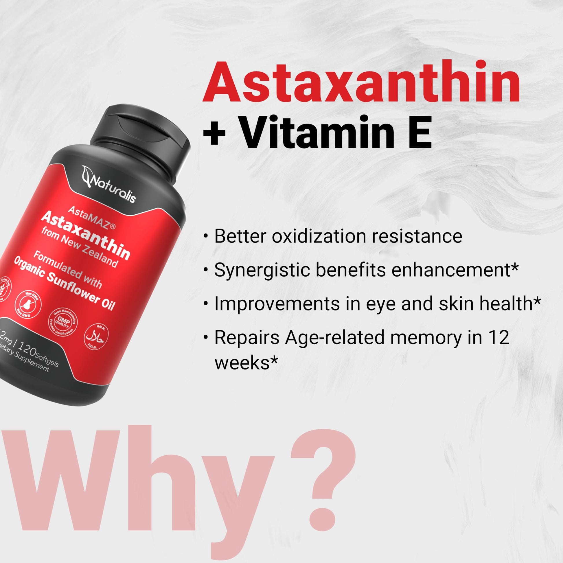 Naturalis New Zealand Astaxanthin (12mg) | Enhanced with Natural Vitamin E | Non-GMO, Soy & Gluten Free | 120 Softgels (4 Month Supply) Naturalis Au supplements