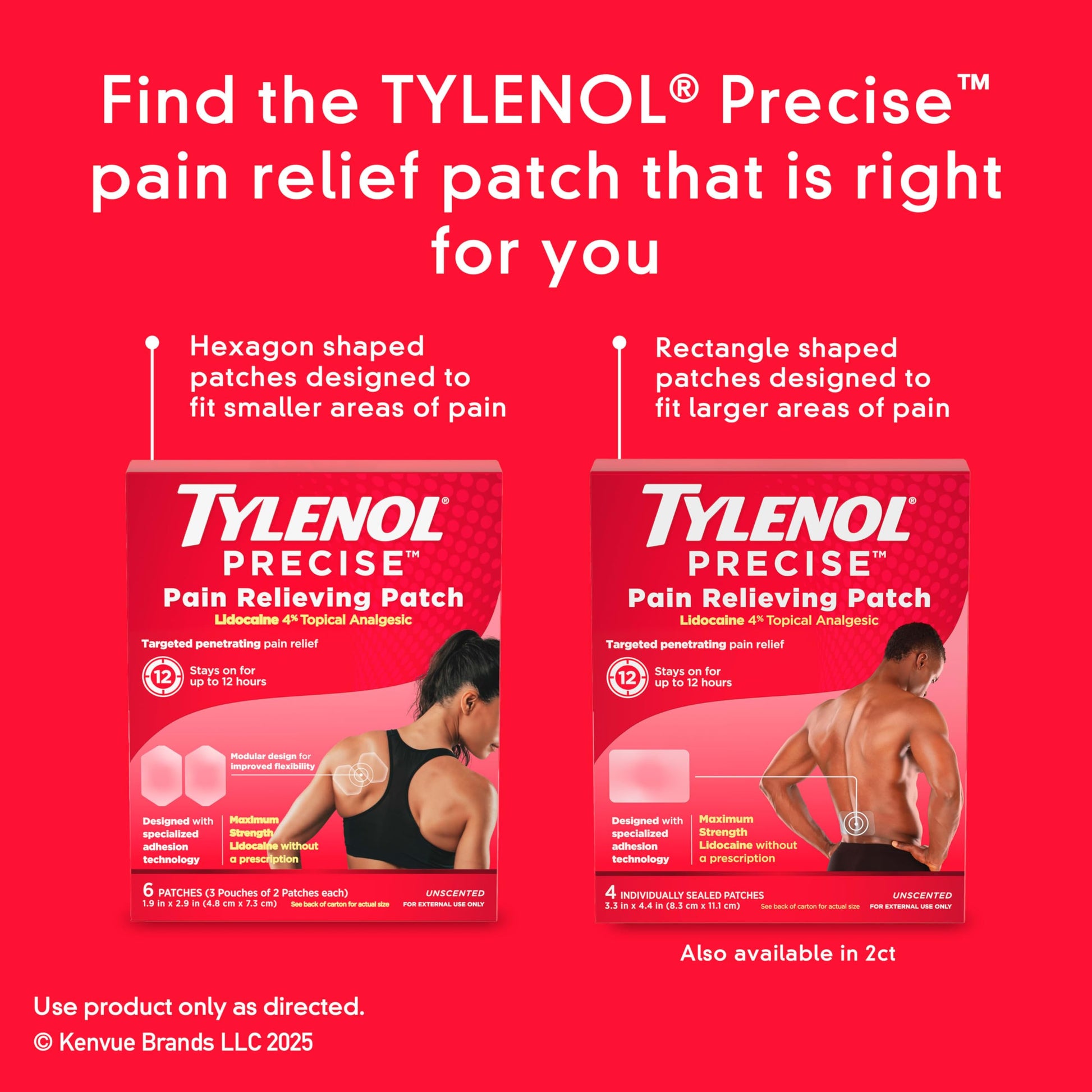 Tylenol Precise Pain Relieving Patches, Large Topical Analgesic Patches + Maximum OTC Strength Lidocaine Penetrates, Targeted Relief Ideal for Shoulder, Back & Knee Pain, Unscented, 4 ct Tylenol Au supplements