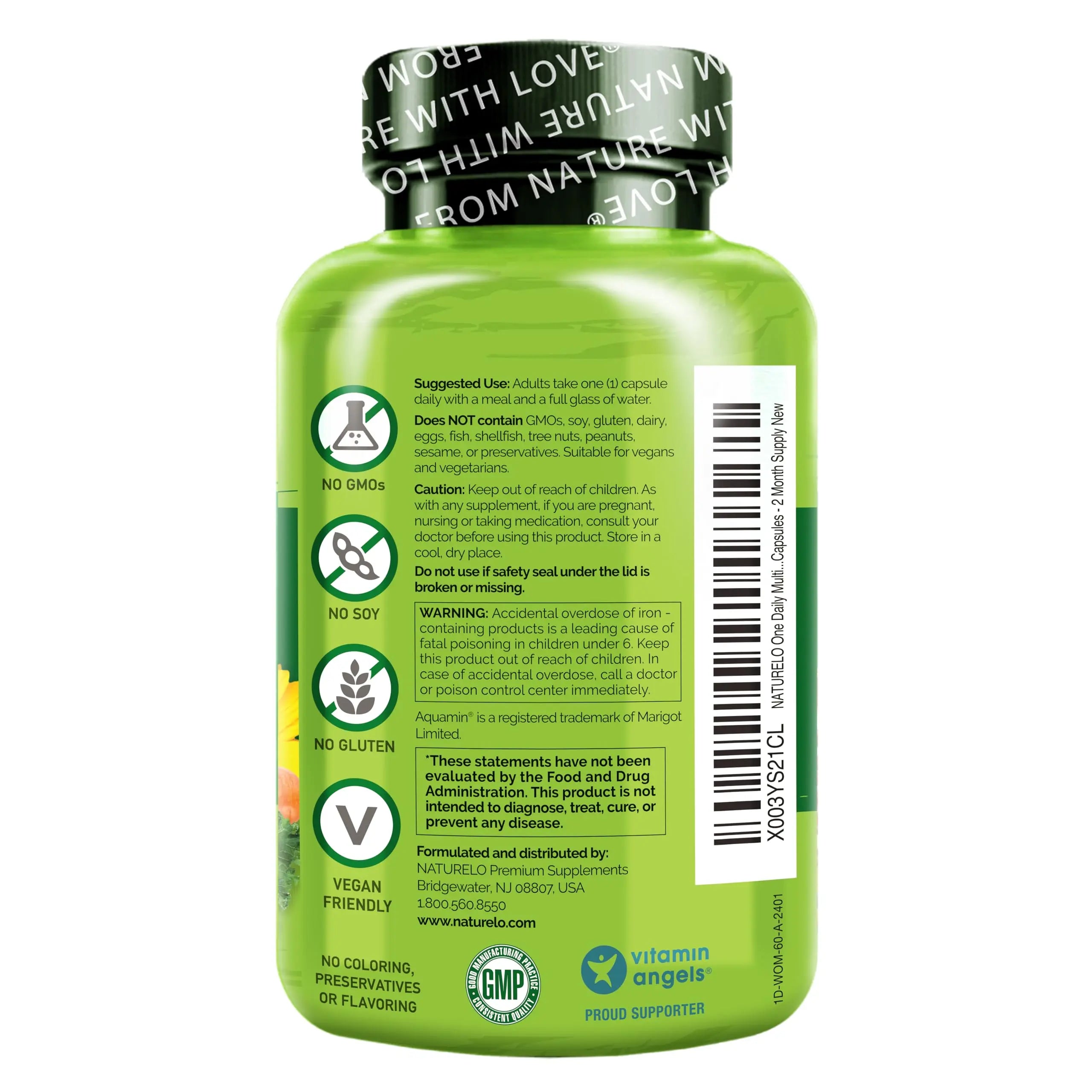 NATURELO One Daily Multivitamin for Women w/Vitamin B12, 60 Ct, Energy Support, Whole Food Daily Women Multivitamin Supplement NATURELO Au supplements