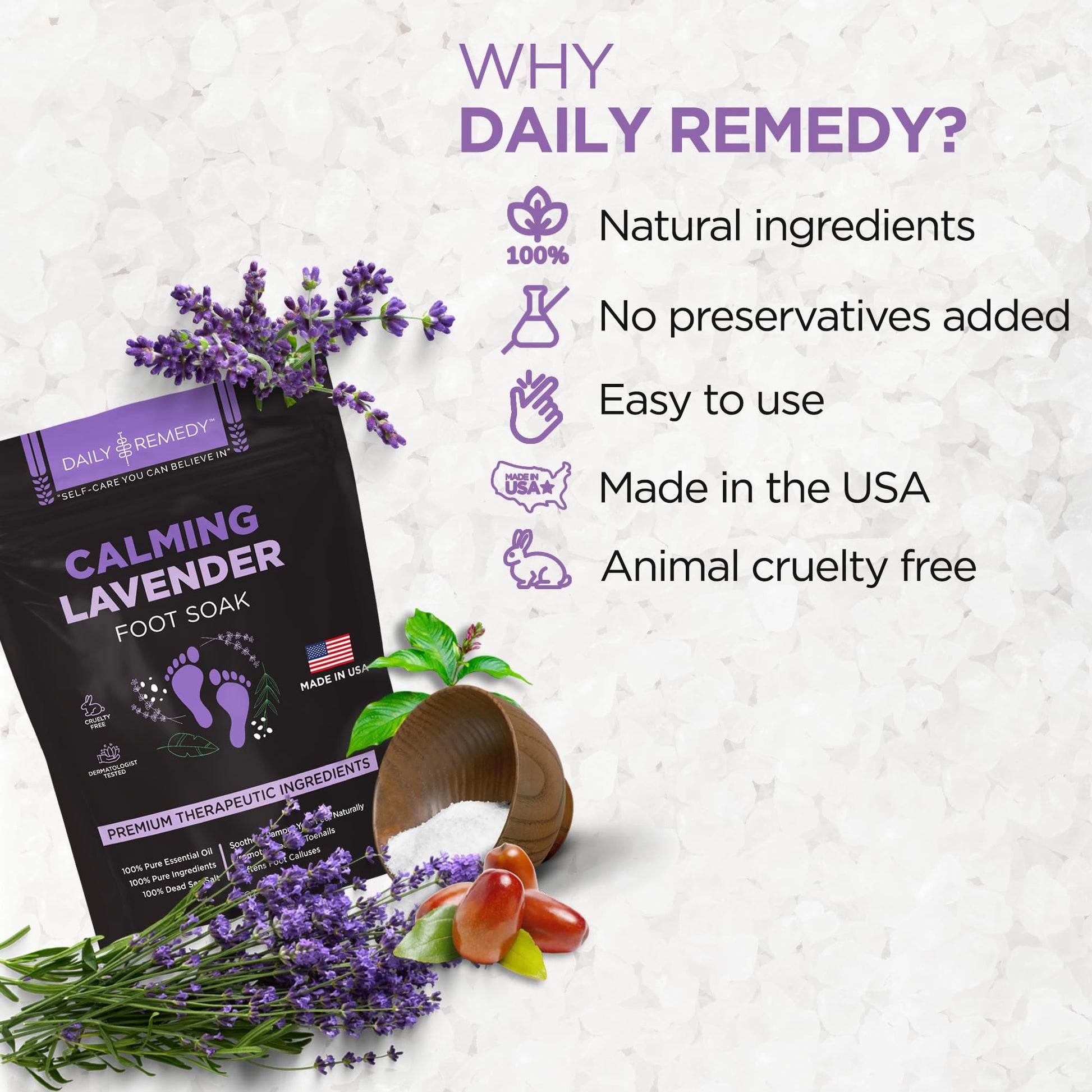 Calming Lavender Foot Soak with Epsom Salt, Made in USA, Foot Soak Soothes Sore Tired DAILY REMEDY Au supplements