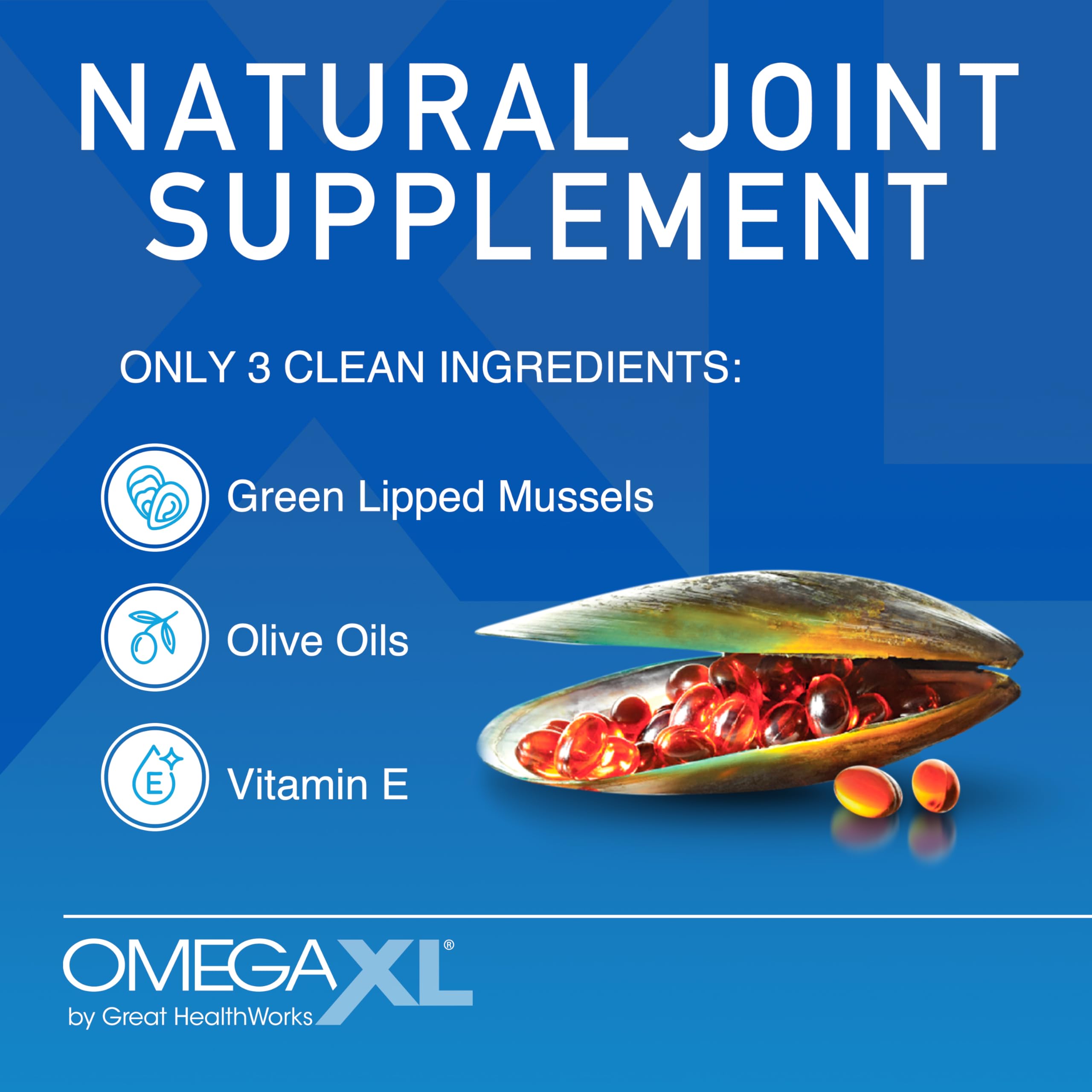 OmegaXL Joint Support Supplement - Natural Muscle Support, Green Lipped Mussel Oil, Soft Gel Pills, Drug-Free, 60 Count (2 Pack) OmegaXL Au supplements