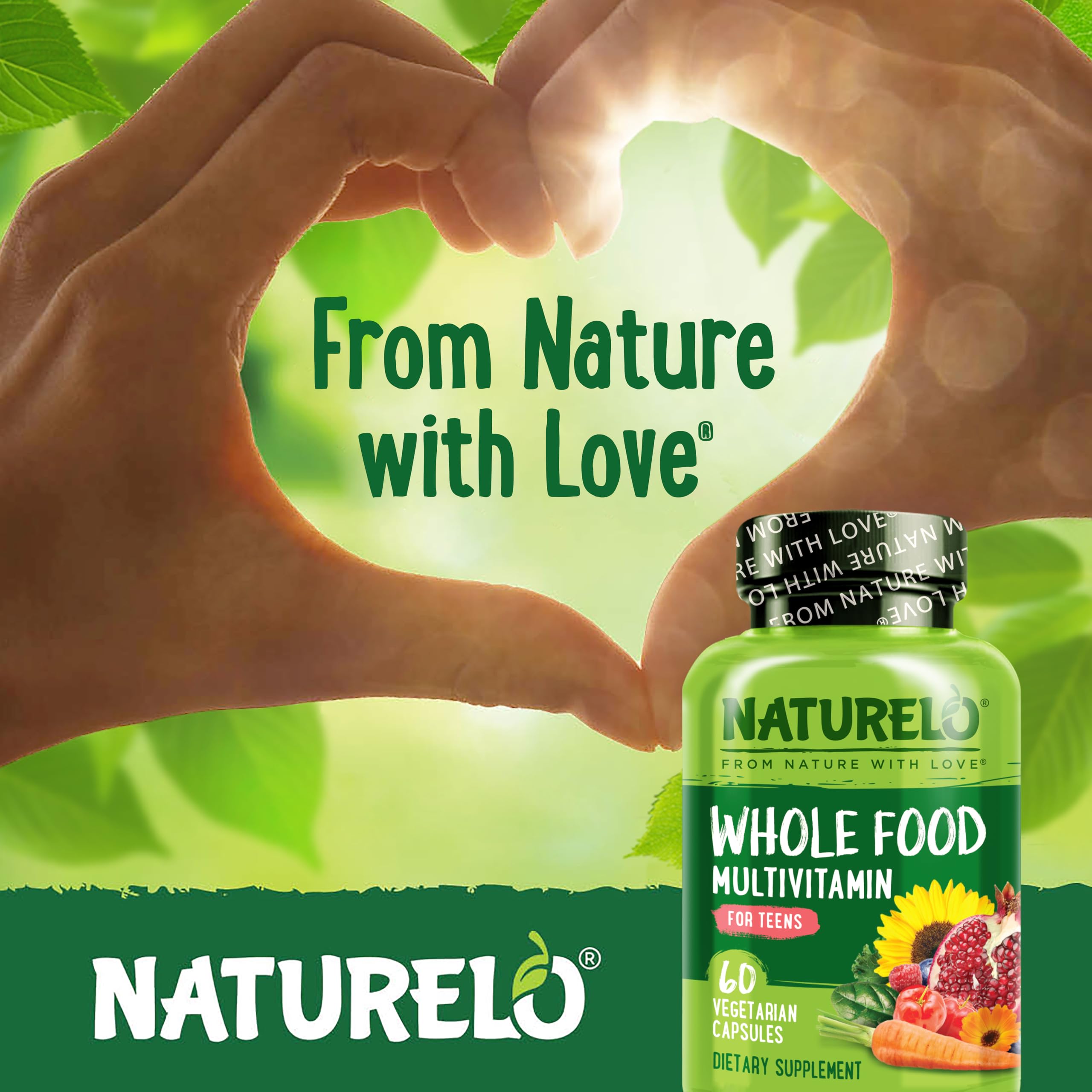 NATURELO Multivitamins for Teenage Girls/Boys, 60 Capsules, Whole Food Multivitamin with Minerals, Non-GMO, Vegetarian NATURELO Au supplements