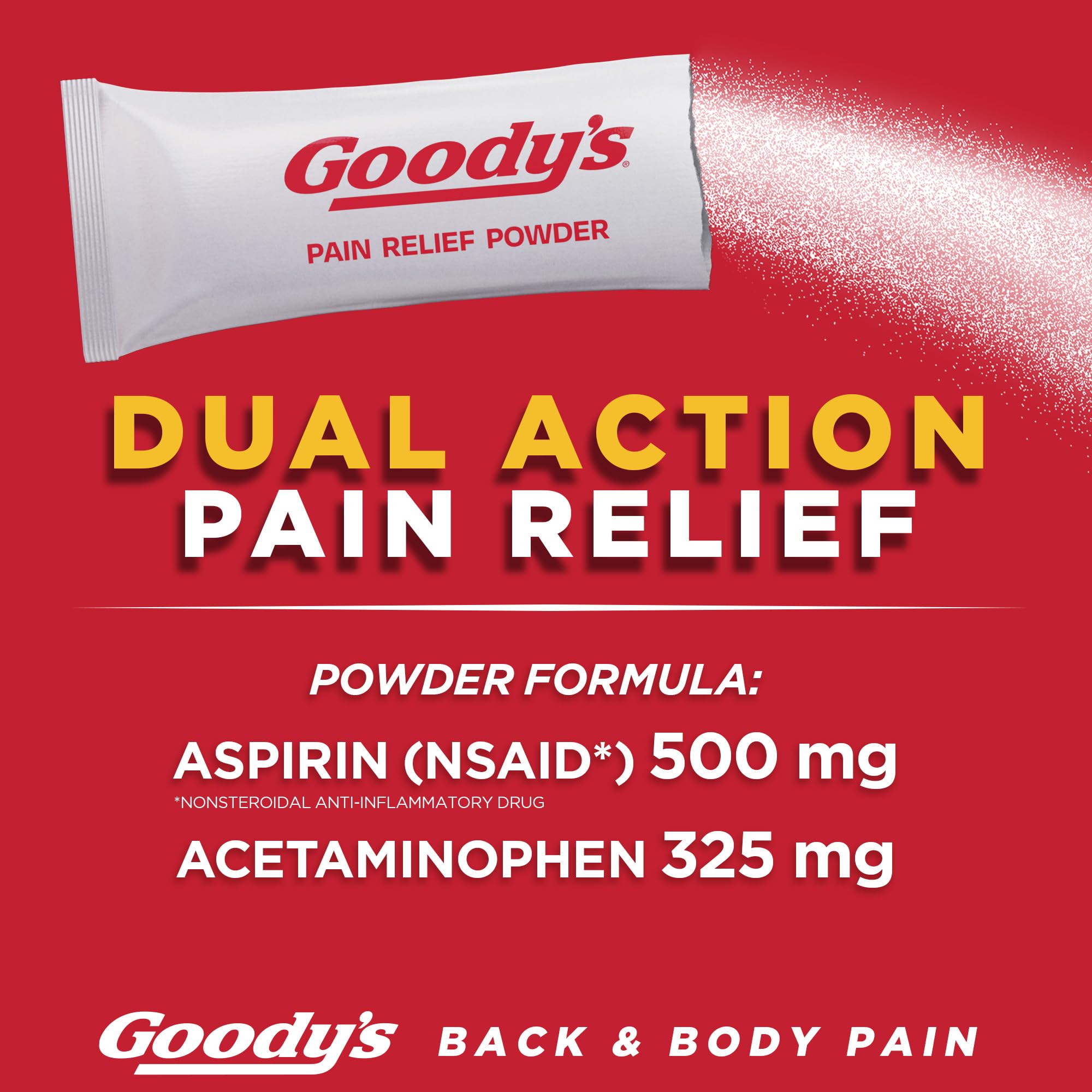 Goody's Body Ache & Back Pain Relief Powder, Dual Action with Acetaminophen & Aspirin, Caffeine-Free, 6 Count, Pack of 12 Goody's Au supplements