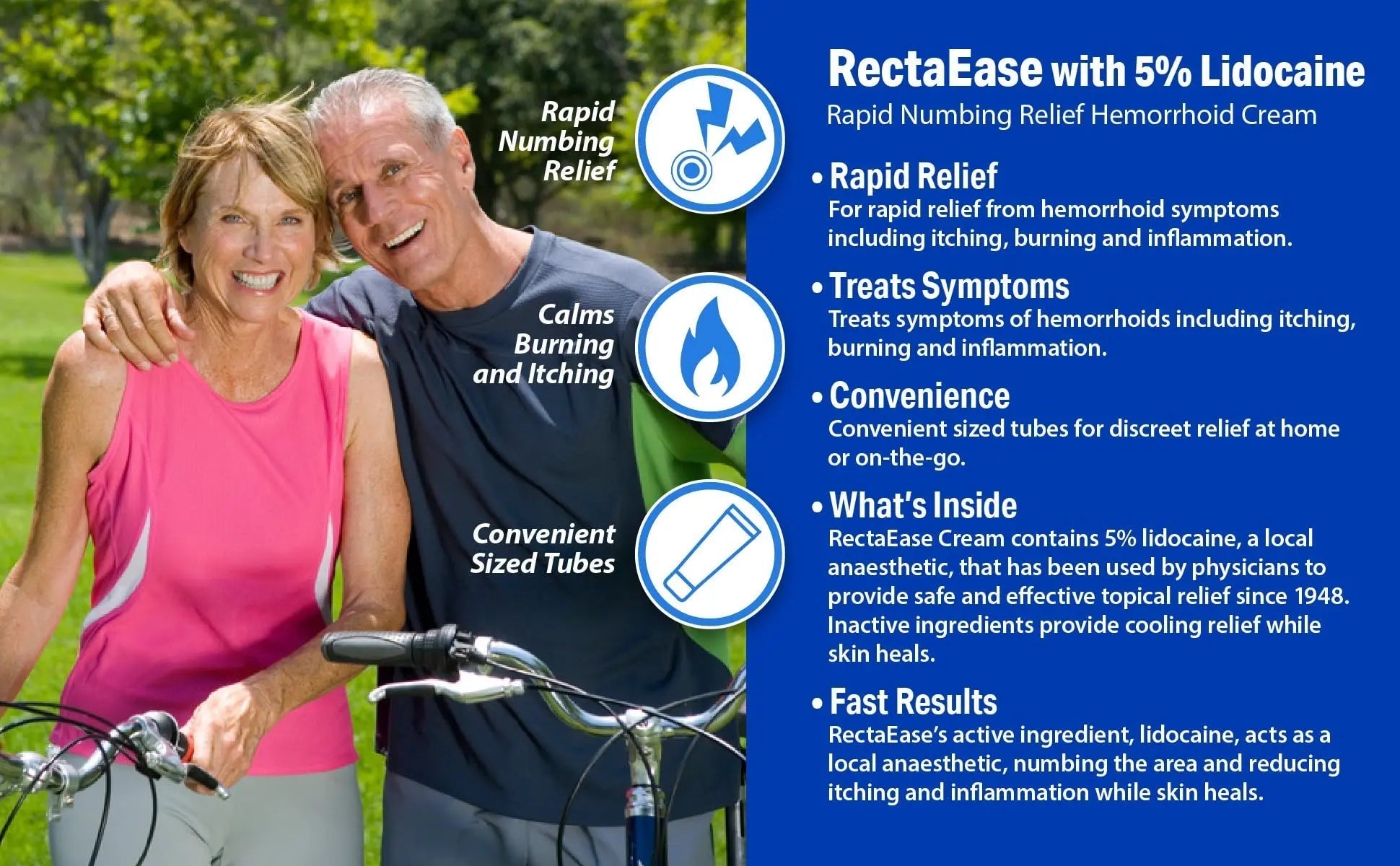 RectaEase 5% Lidocaine Hemorrhoid Topical Relief Cream, Rapid Numbing for Itching & Burning, Extra Strength Anorectal Treatment for Sensitive Areas, Advanced Formula for Fast Soothing Care, 1 oz Tube RectaEase Au supplements