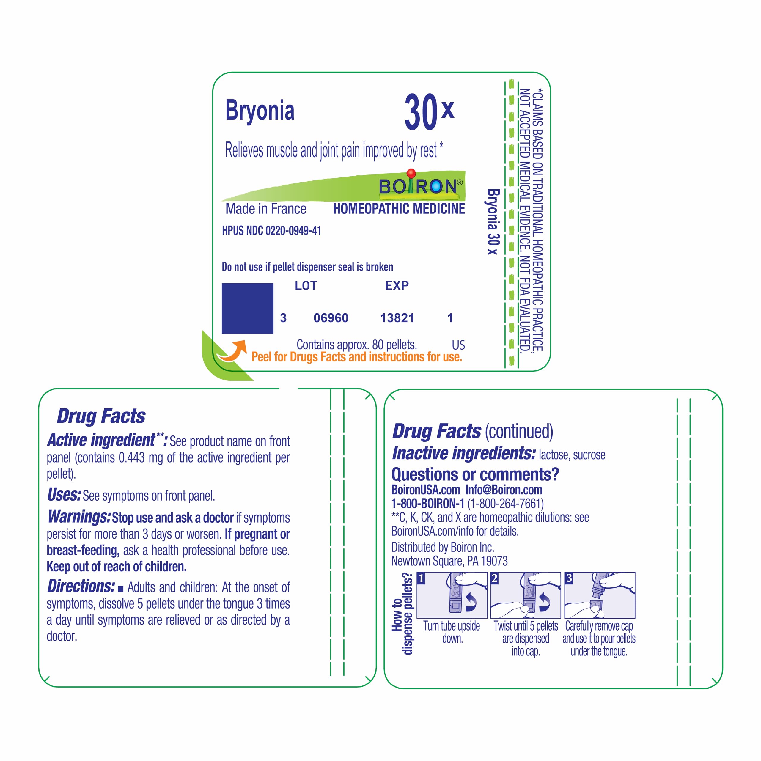 Boiron Bryonia 30X Homeopathic Medicine for Muscle & Joint Pain - 80 Pellets Boiron Au supplements