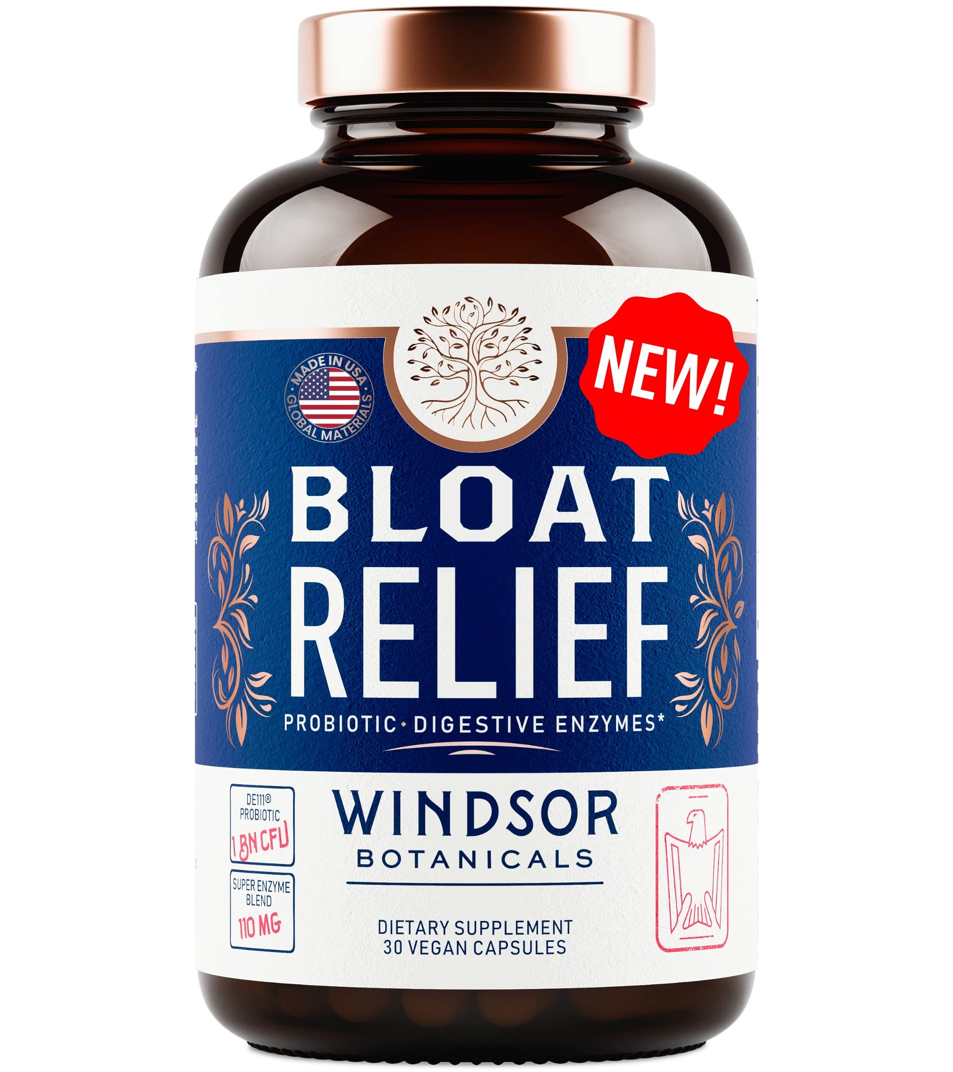 Bloat Relief Probiotic and Digestive Enzymes - Anti Bloating Turmeric, Fennel, Bromelain IBS Supplement - Detox Debloat Capsules Gas - Bloating Relief for Women and Men - 30 Gut Health Pills WINDSOR BOTANICALS Au supplements