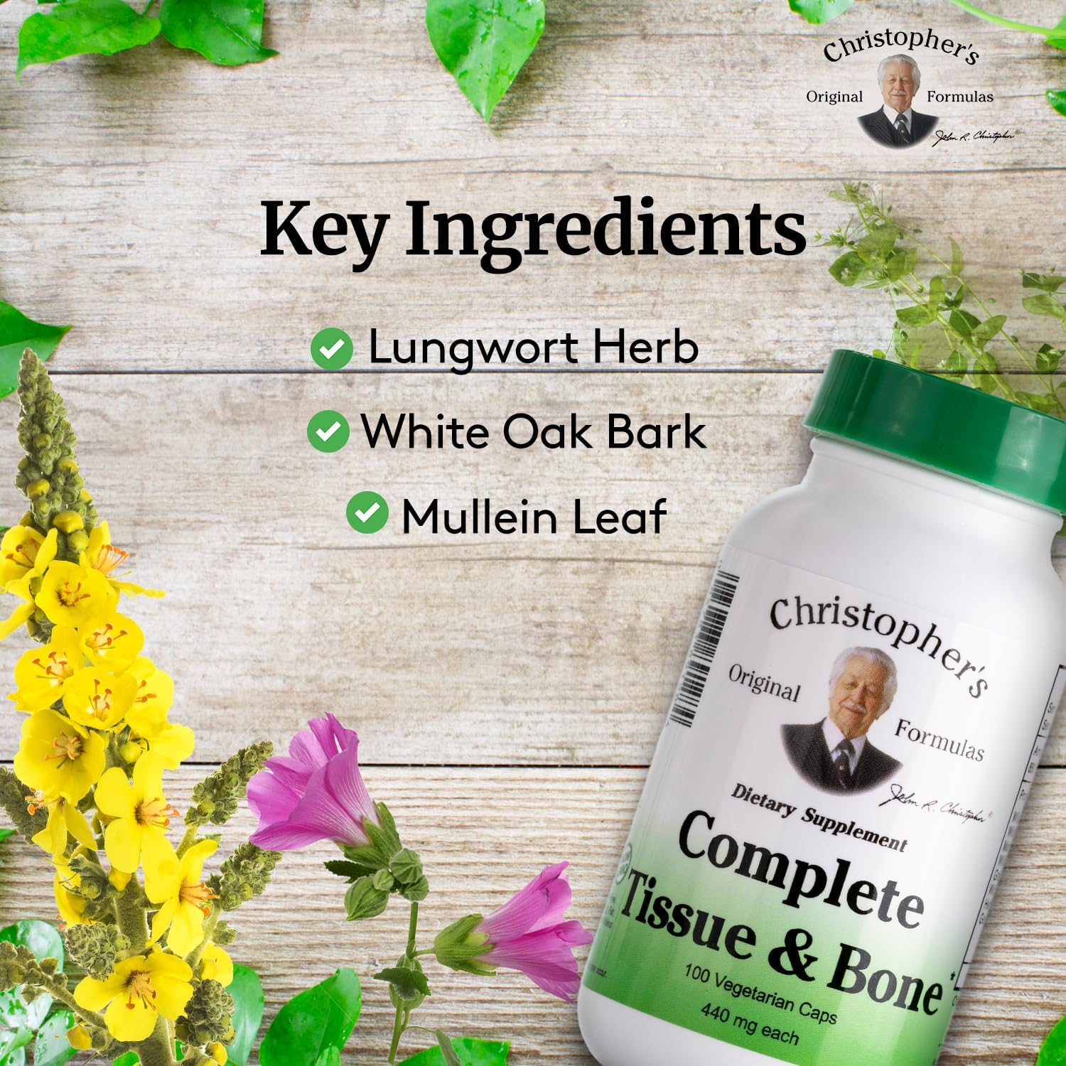 Christopher's Original Formulas Complete Tissue & Bone Formula – 100 VCaps | Herbal Support for Bones & Connective Tissue - Pack of 2 Christopher's Original Formulas Au supplements