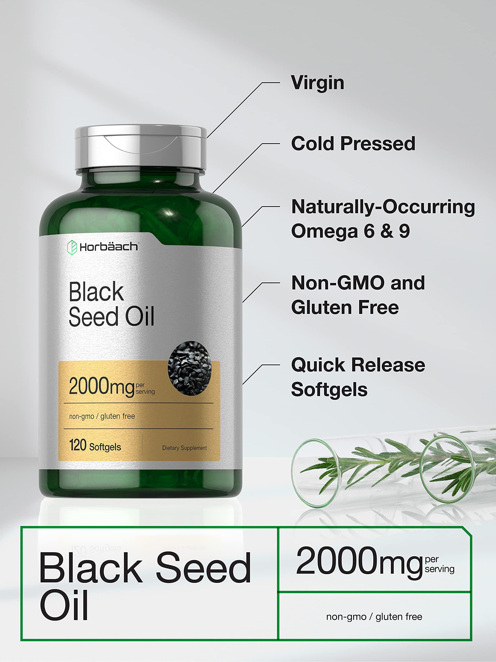 Black Seed Oil 2000mg | 120 Softgel Capsules | Cold Pressed Nigella Sativa Pills Horbäach Au supplements