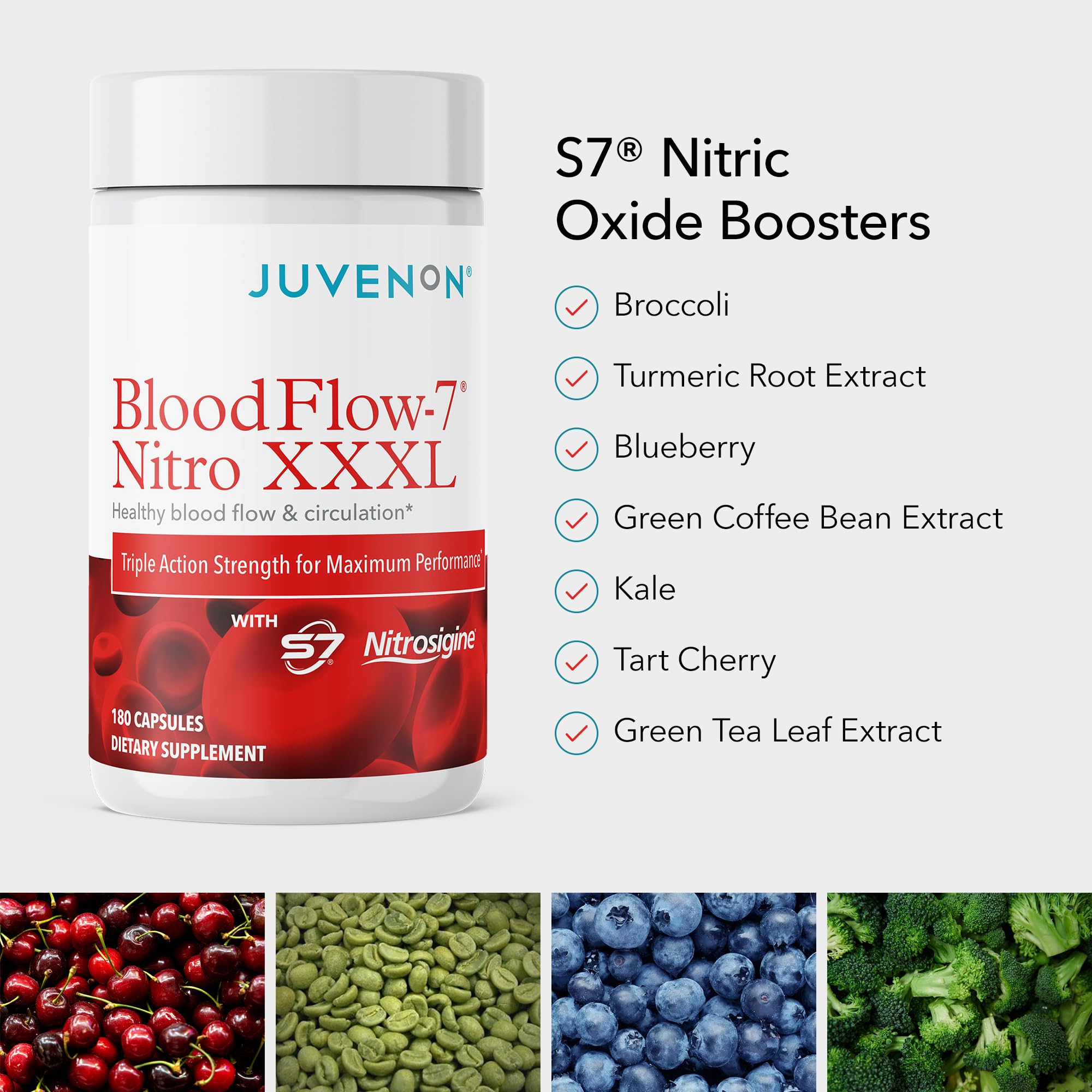 Juvenon BloodFlow-7 XXXL Nitric Oxide Supplements for Men & Women - More Powerful, Longer Lasting Natural Nitric Oxide Booster with Nitrosigine® + S7® - Blood Flow & Circulation Support (1-Pack) Juvenon Au supplements
