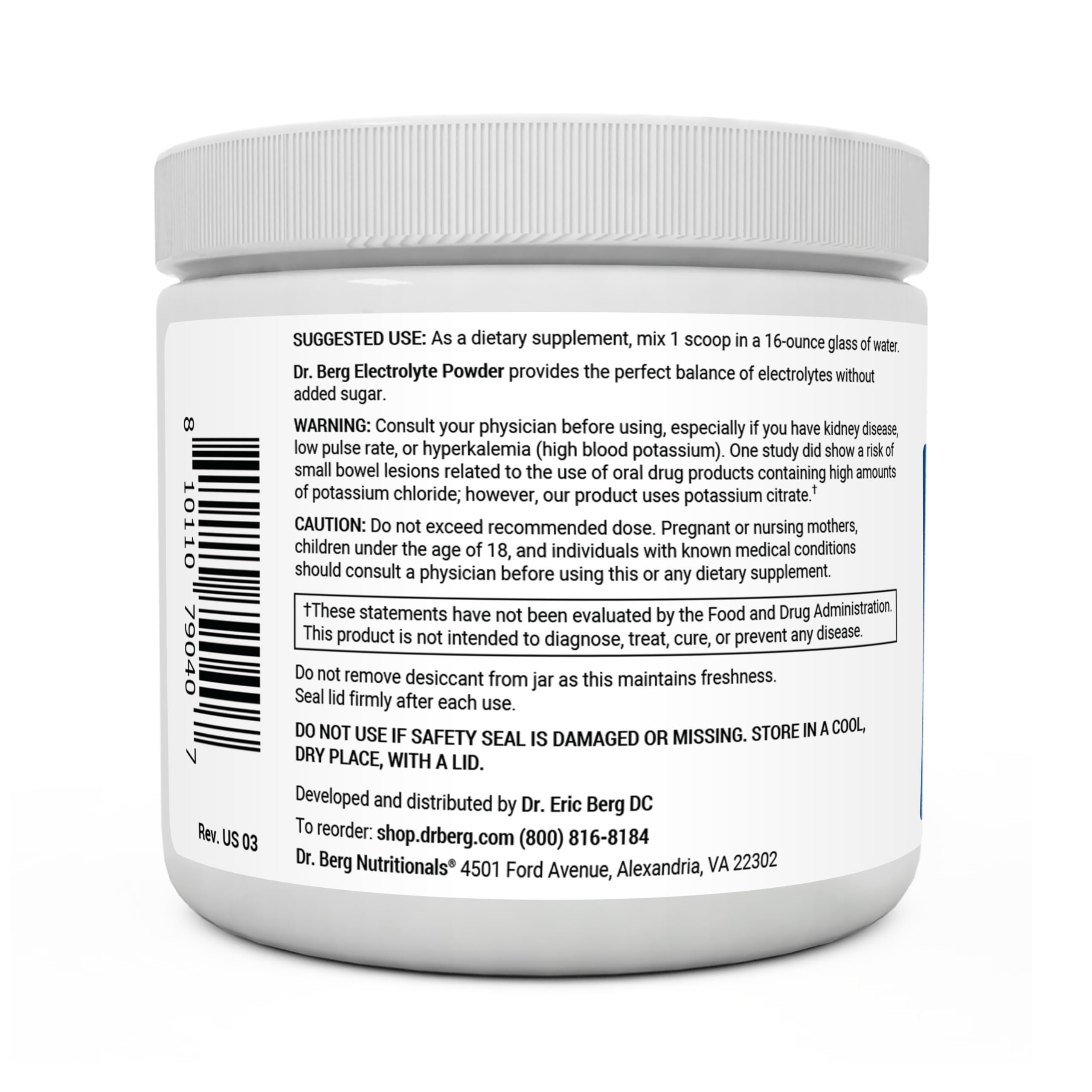 Dr. Berg Hydration Keto Electrolyte Powder - Enhanced w/ 1,000mg of Potassium Dr. Berg Nutritionals Au supplements