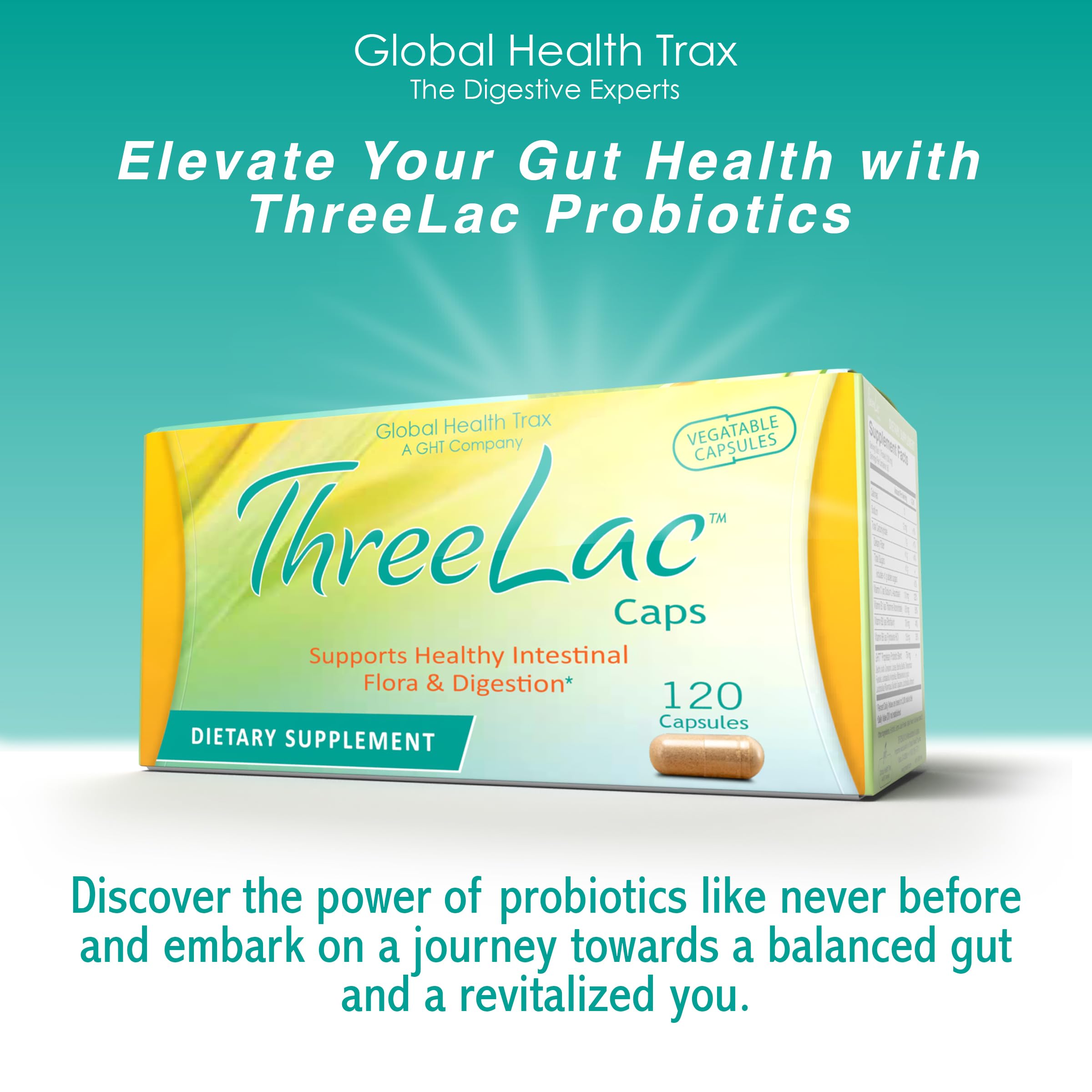 Global Health Trax GHT - ThreeLac Probiotic Capsules, 480 Count - Comprehensive Digestive Support for Men, Women, and Children - Immune System and Gut Balance, Non-GMO ght Global Health Trax Au supplements