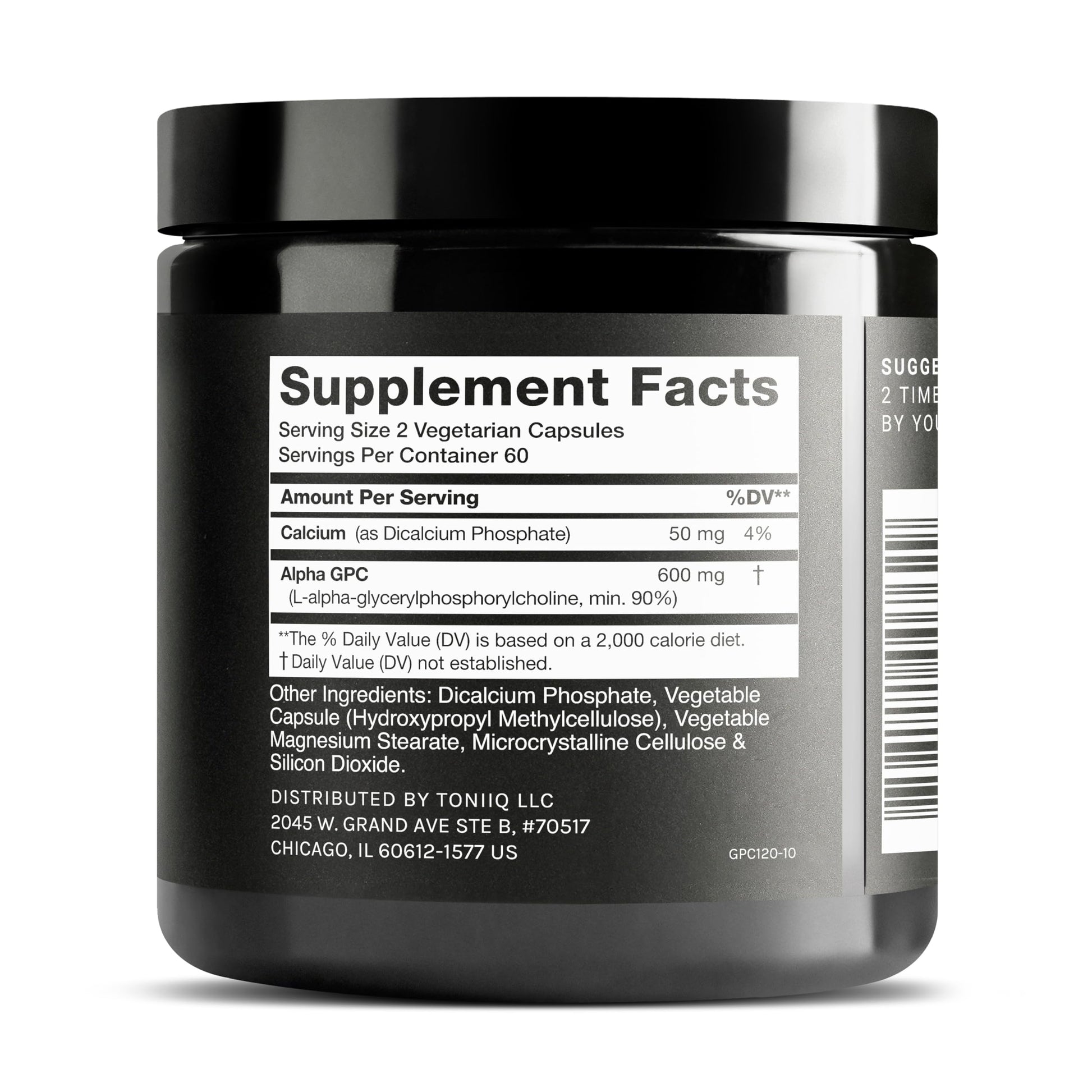Toniiq Ultra High Purity Alpha GPC Capsules - 600mg Concentrated Formula - 90%+ Highly Purified and Bioavailable Nootropic - 120 Capsules Alpha GPC Supplement Toniiq Au supplements