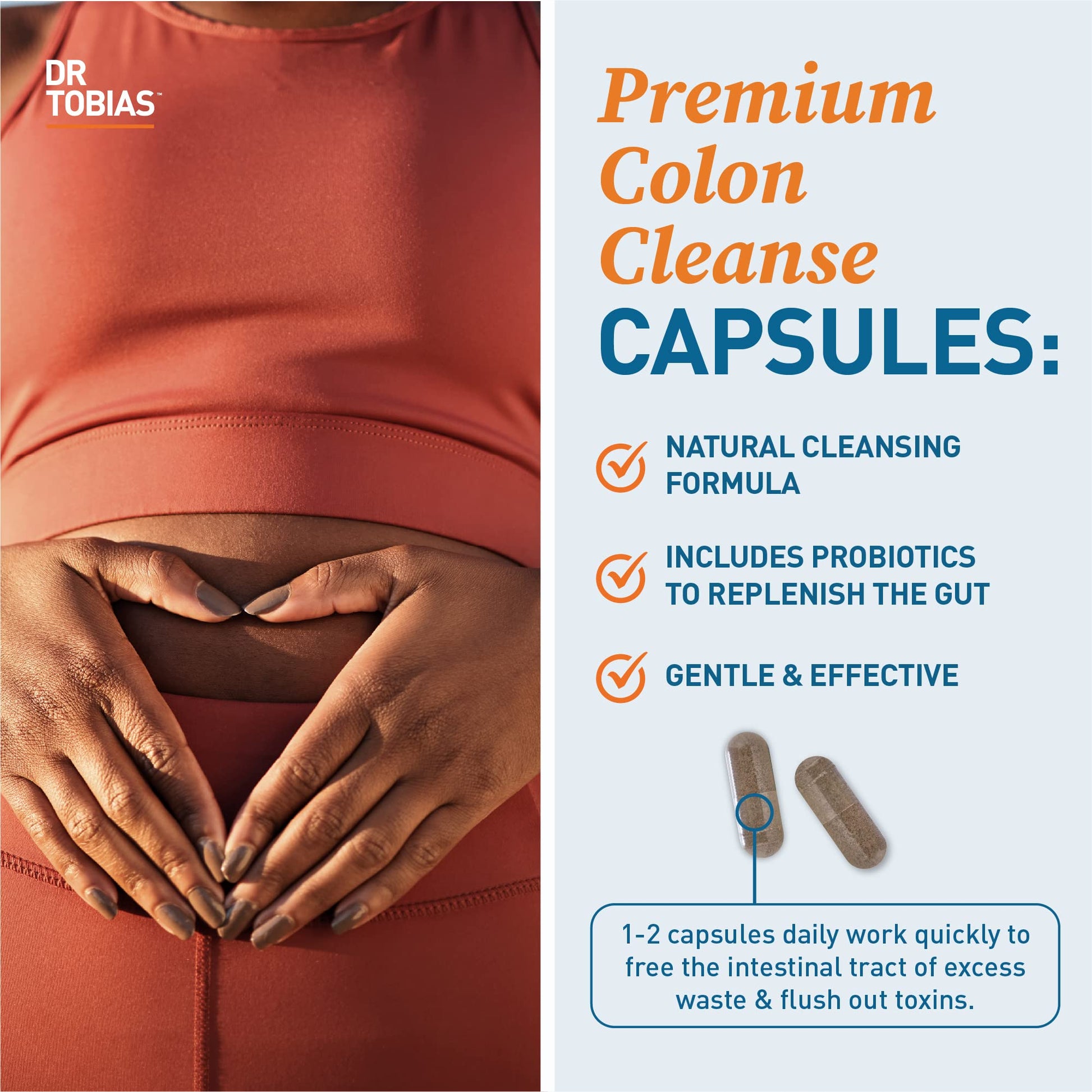 Dr. Tobias Colon Cleanse - Constipation Relief & Gut Health Support for Women & Men | 14 Day Colon Cleanser for a Gentle Colon Detox & Gut Flush - 28 Capsules (1-2 Daily) Dr. Tobias Au supplements