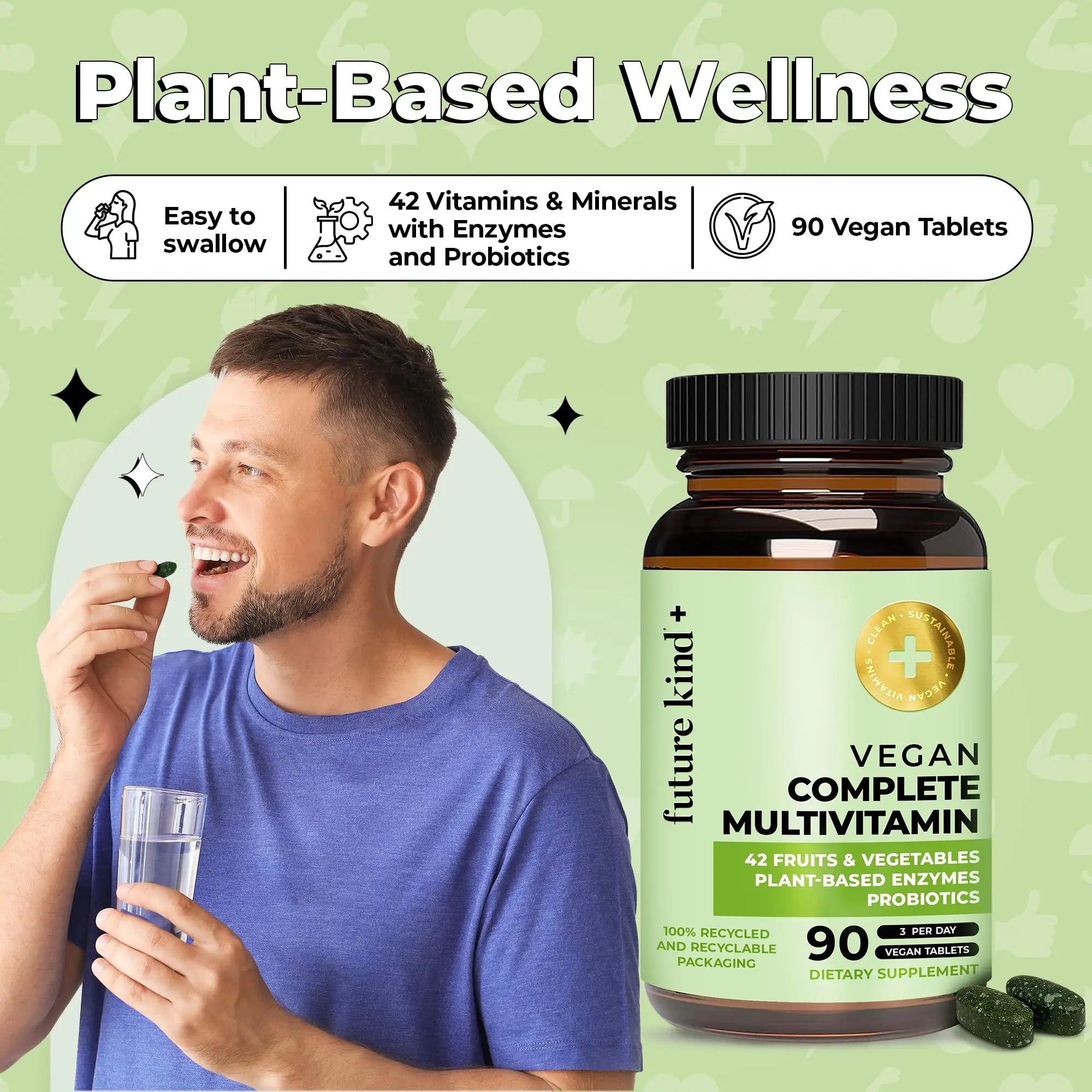 Future Kind Vegan Multivitamins Complete - 42-in-1 Vegan Multivitamins for Women & Men with Enzymes, B12, Zinc, & Probiotics for Digestion Future Kind Au supplements